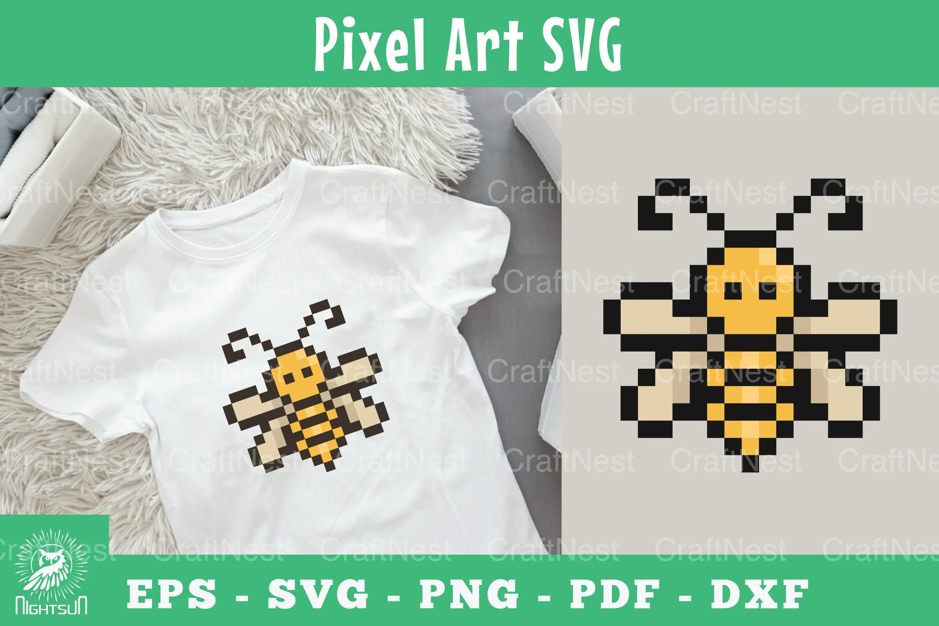 Bee Pixel Art Clipart Bundle