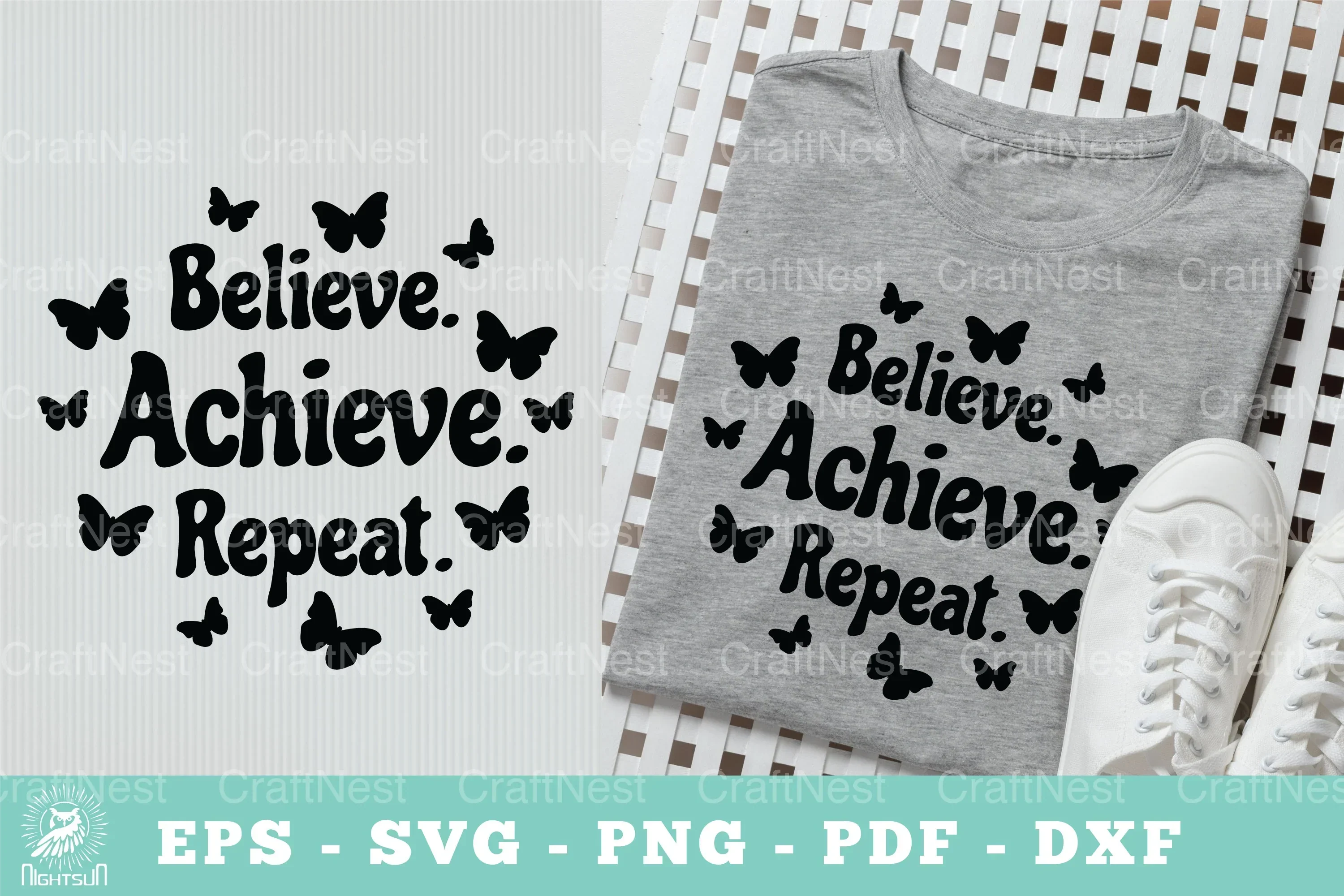 Believe Achieve Repeat Motivational SVG Bundle