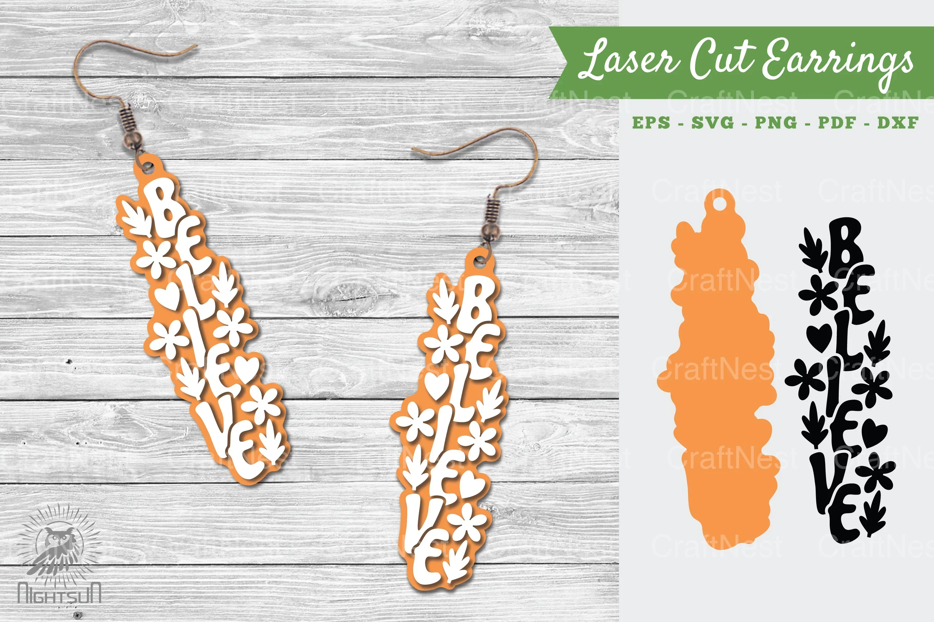 Believe Laser Cut Earrings SVG Design Bundle