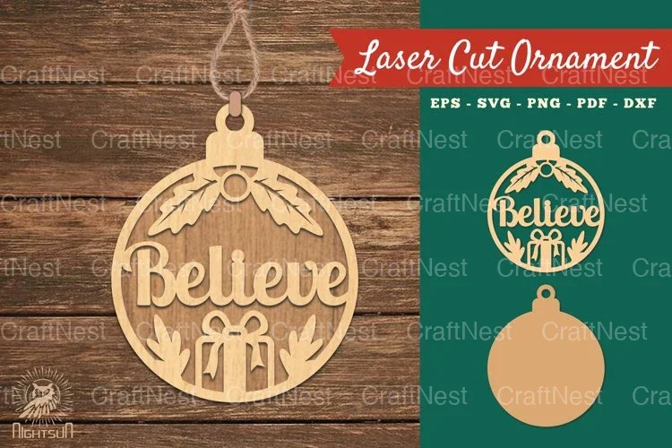 Believe Laser Cut Ornament Clipart Bundle