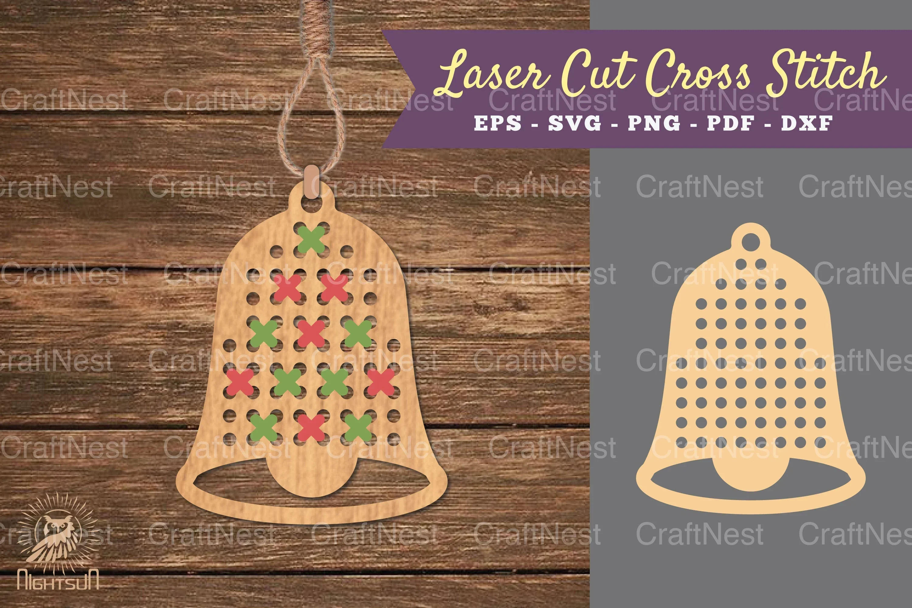 Bell Cut Cross Stitch Clipart Bundle