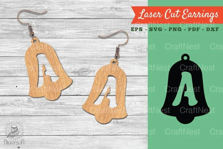 Bell Letter A Laser Cut Earrings Design Bundle