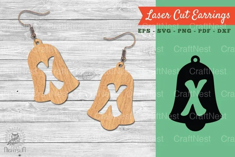 Bell Letter X Laser Cut Earrings Clipart Bundle