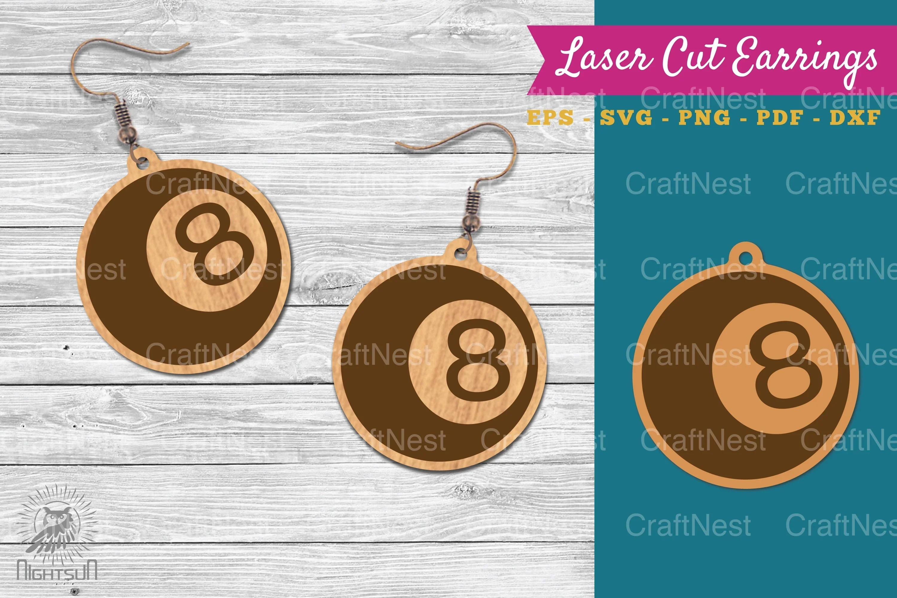 Billiard Ball Laser Cut Earrings Design Bundle