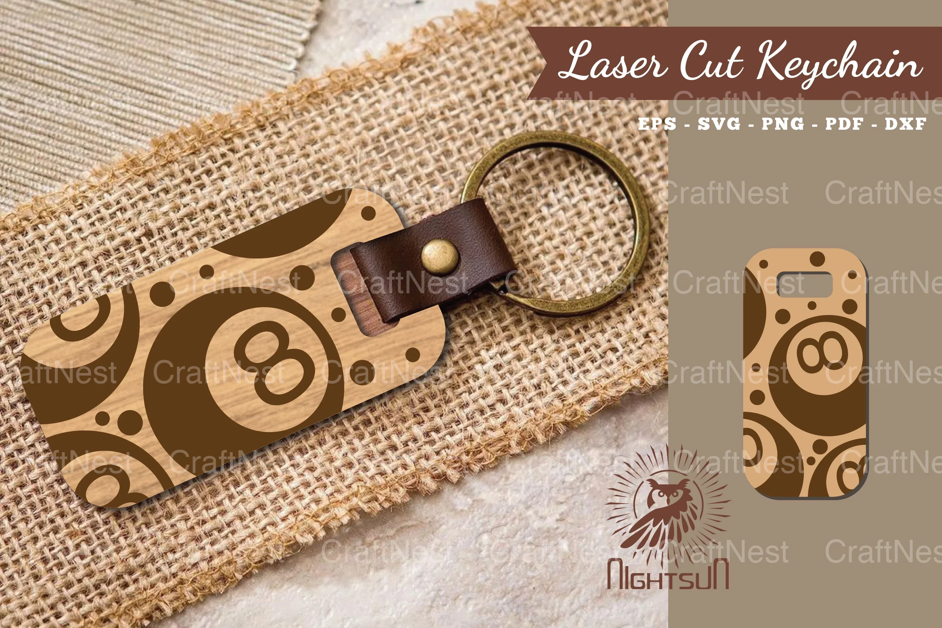 Billiards Ball Laser Cut Keychain Design