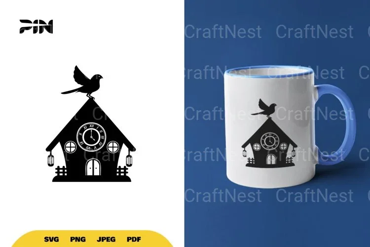 Bird Clock Silhouette Clipart Bundle