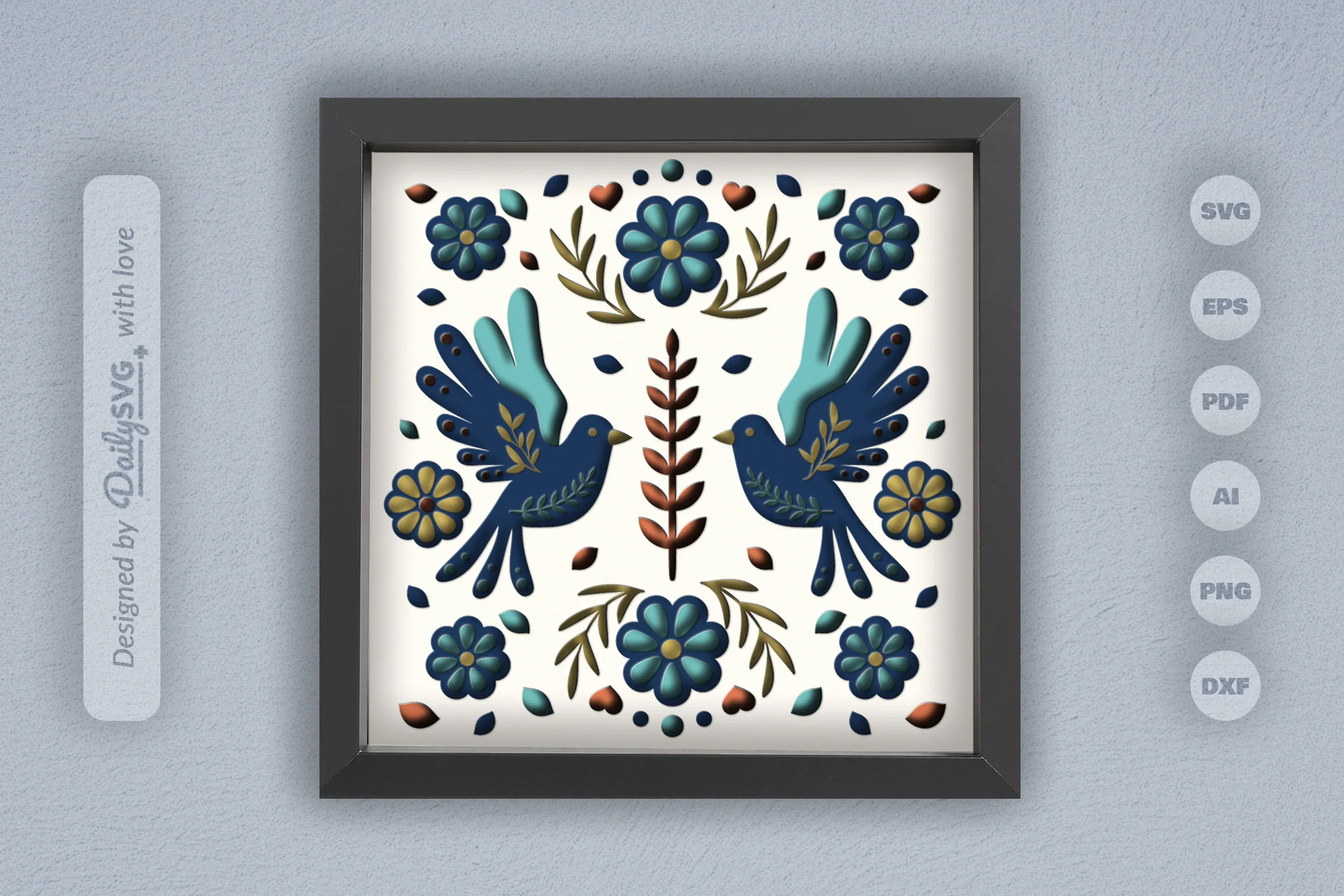 Bird Floral Folk Art Papercut SVG Bundle