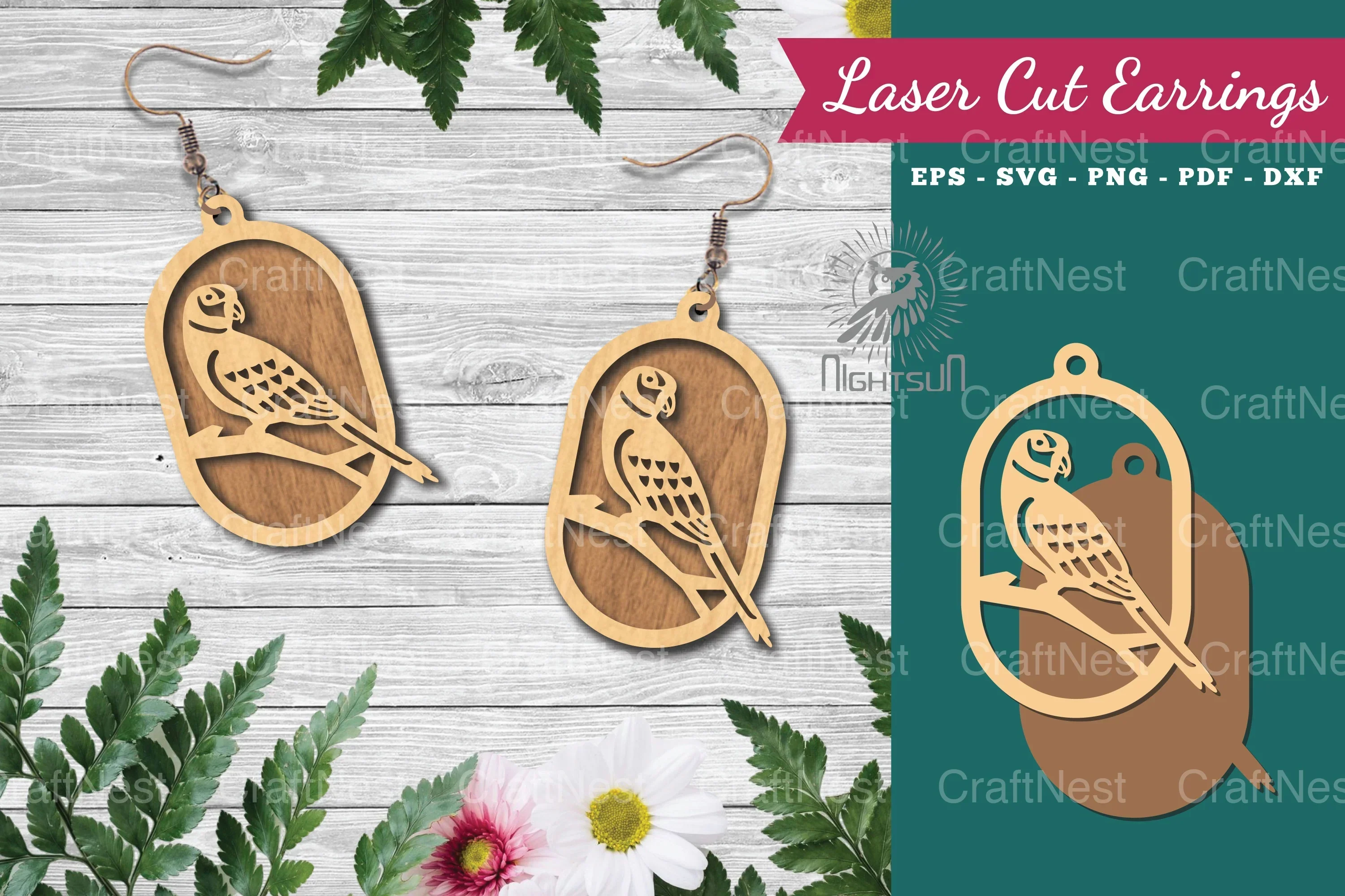 Bird Laser Cut Earrings Design Bundle