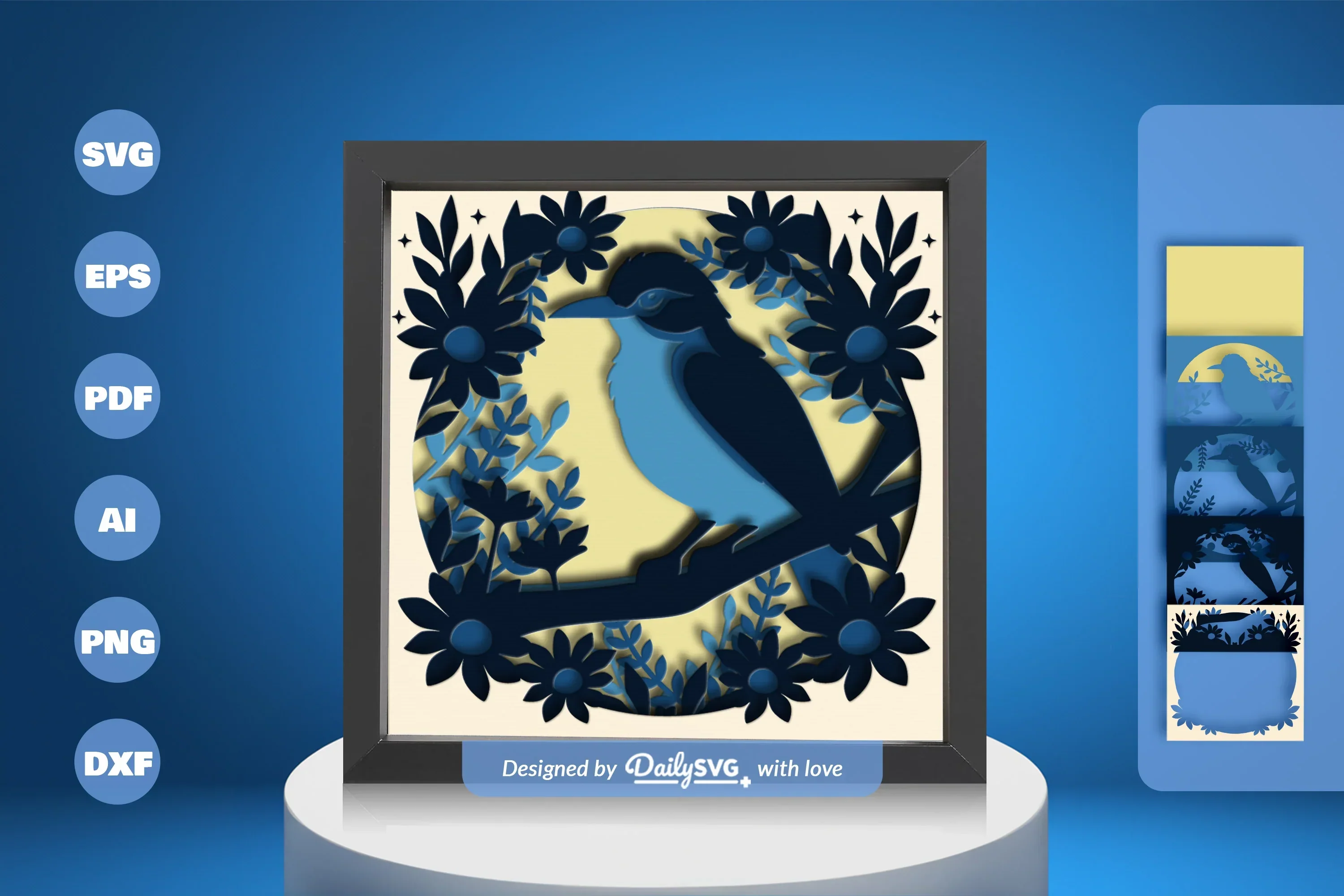 Bird on Branch Papercut SVG Bundle