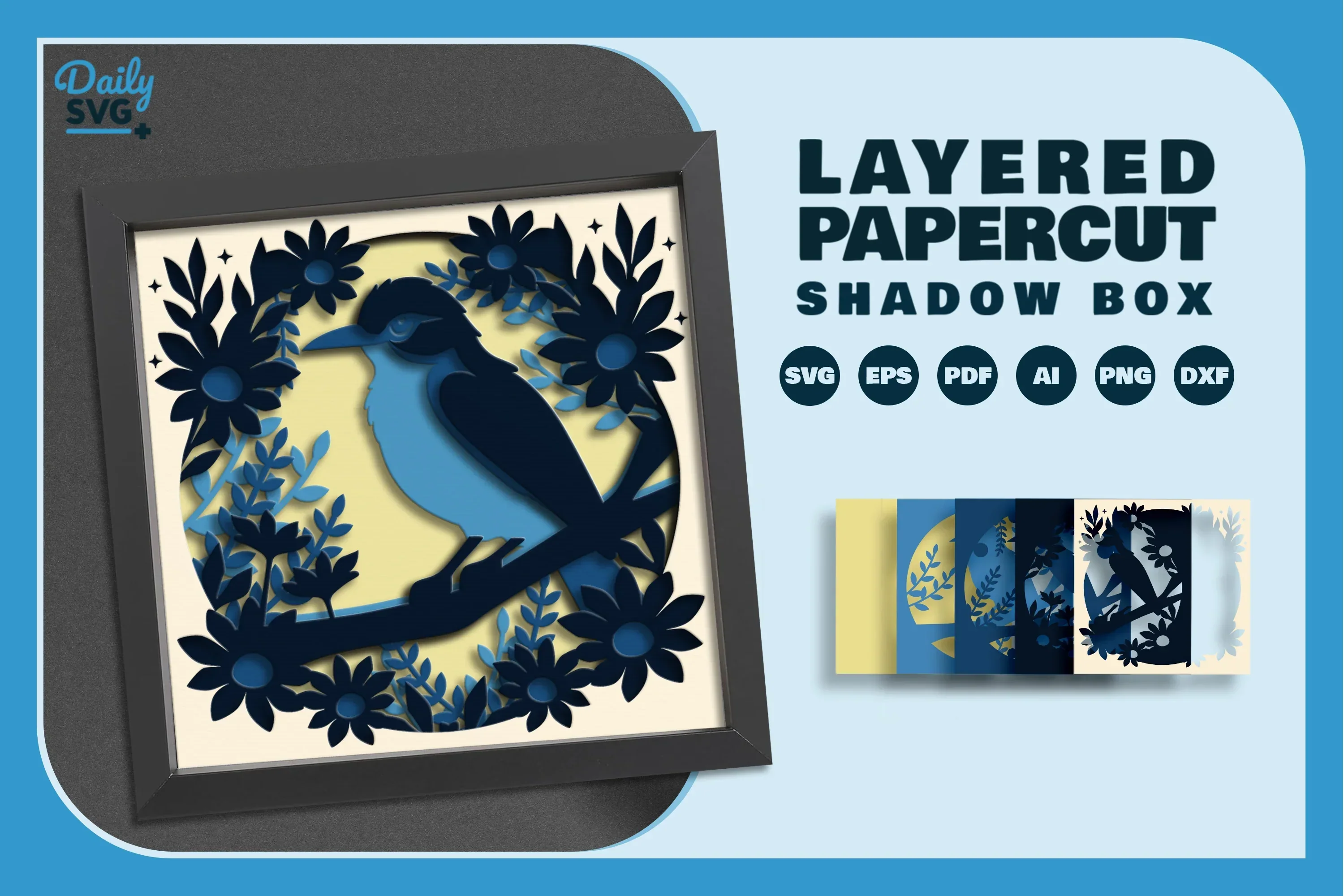 Bird on Branch Papercut SVG Bundle - Image 2