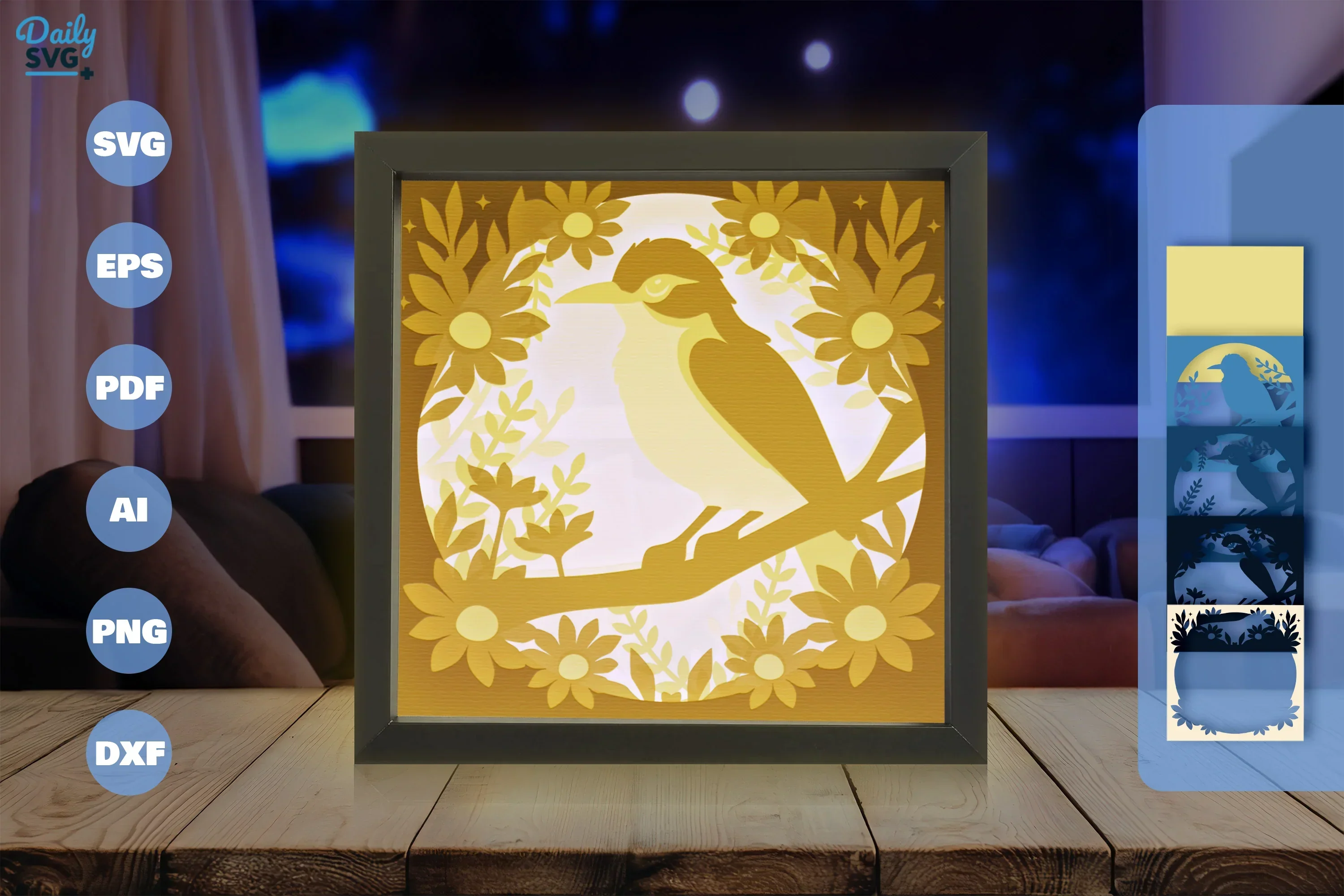 Bird on Branch Papercut SVG Bundle - Image 3