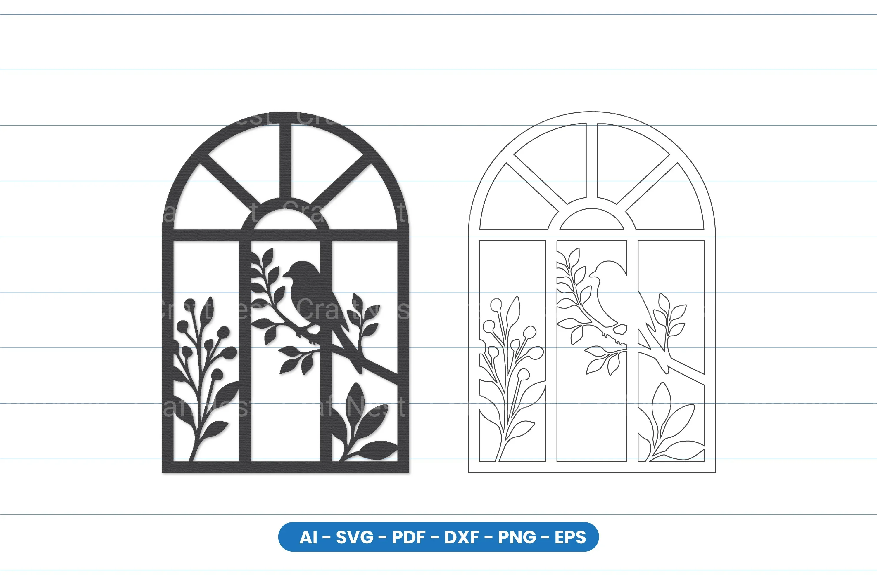 Bird Window Scene Laser Cut SVG Bundle