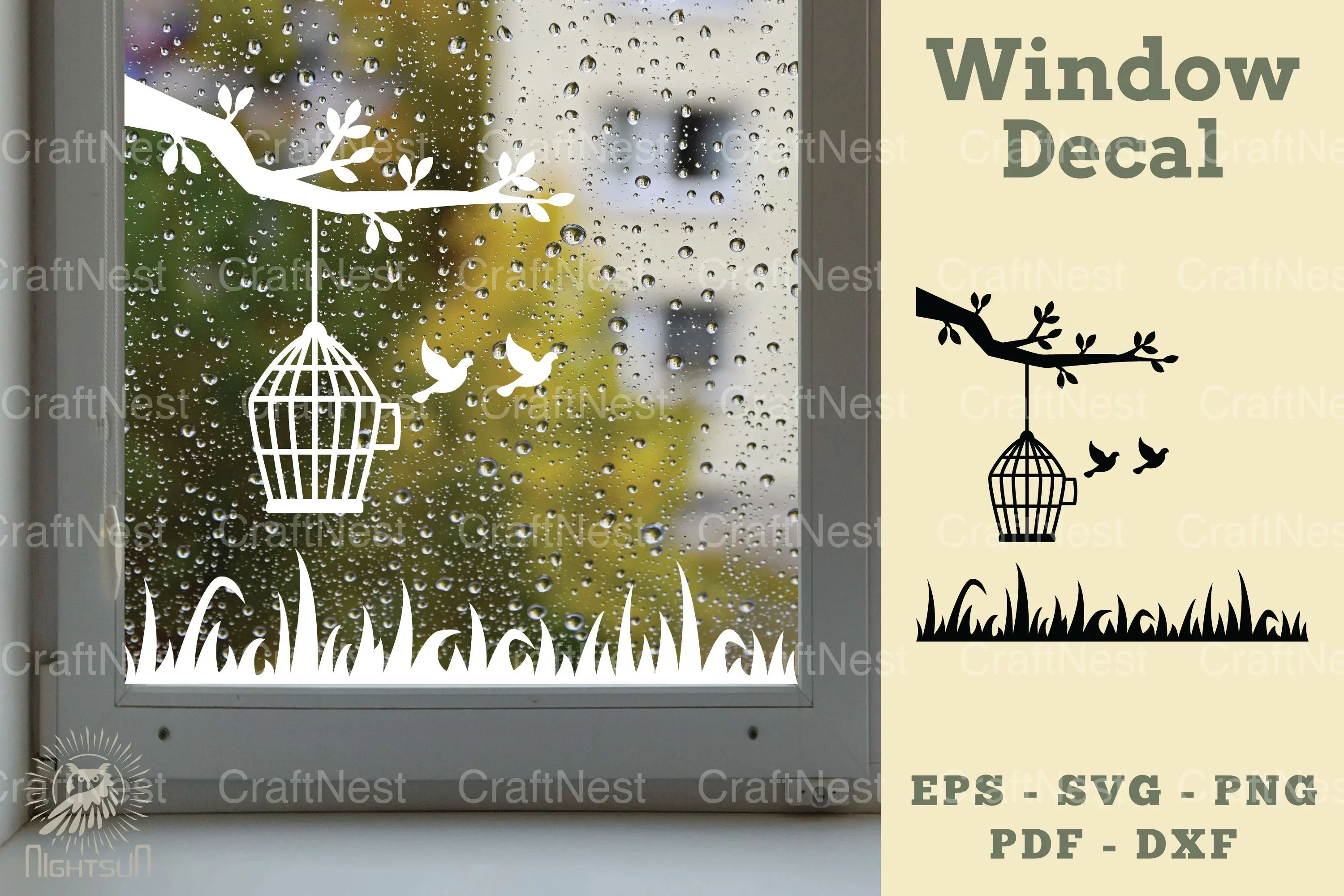 Birds and Cages Window Decal Clipart Bundle