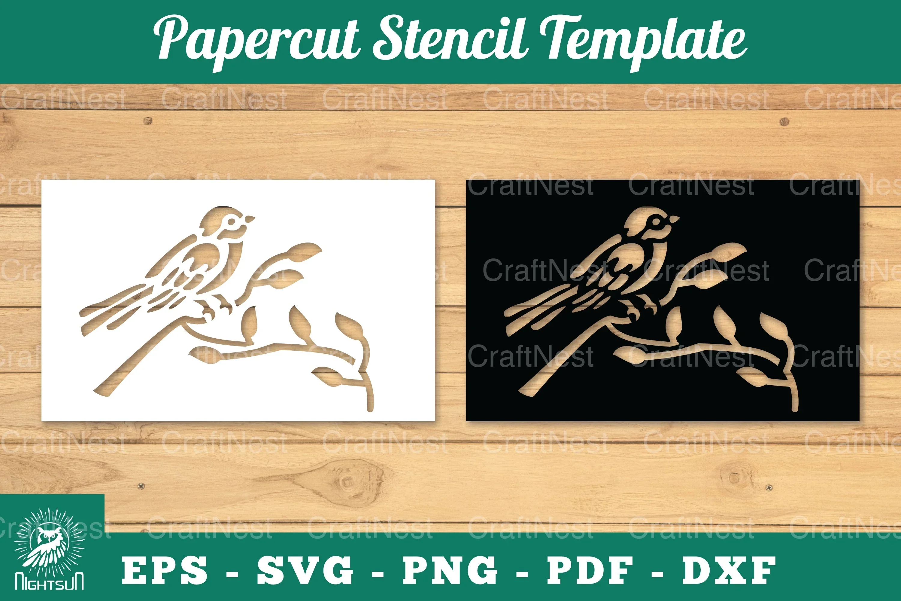 Birds Papercut Stencil Clipart Bundle