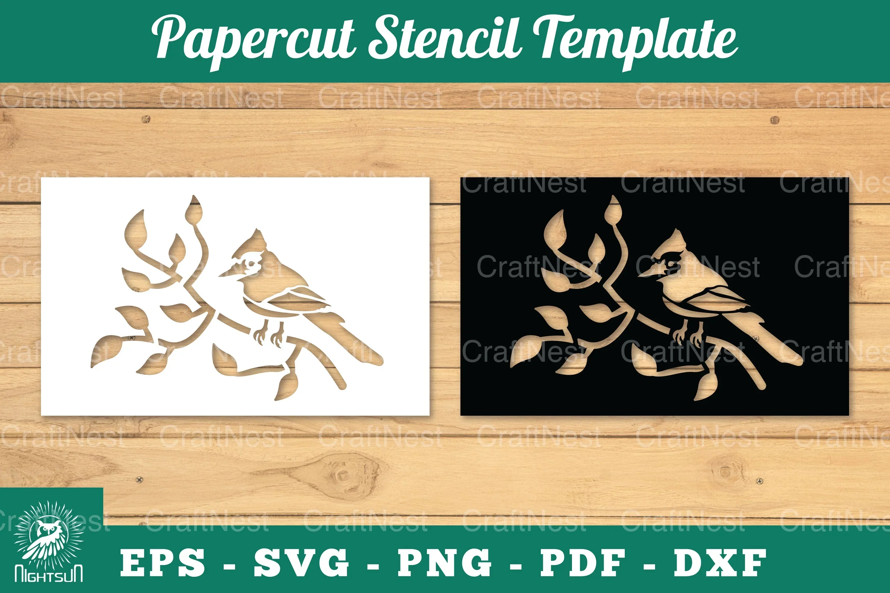 Birds Papercut Stencil Clipart Bundle