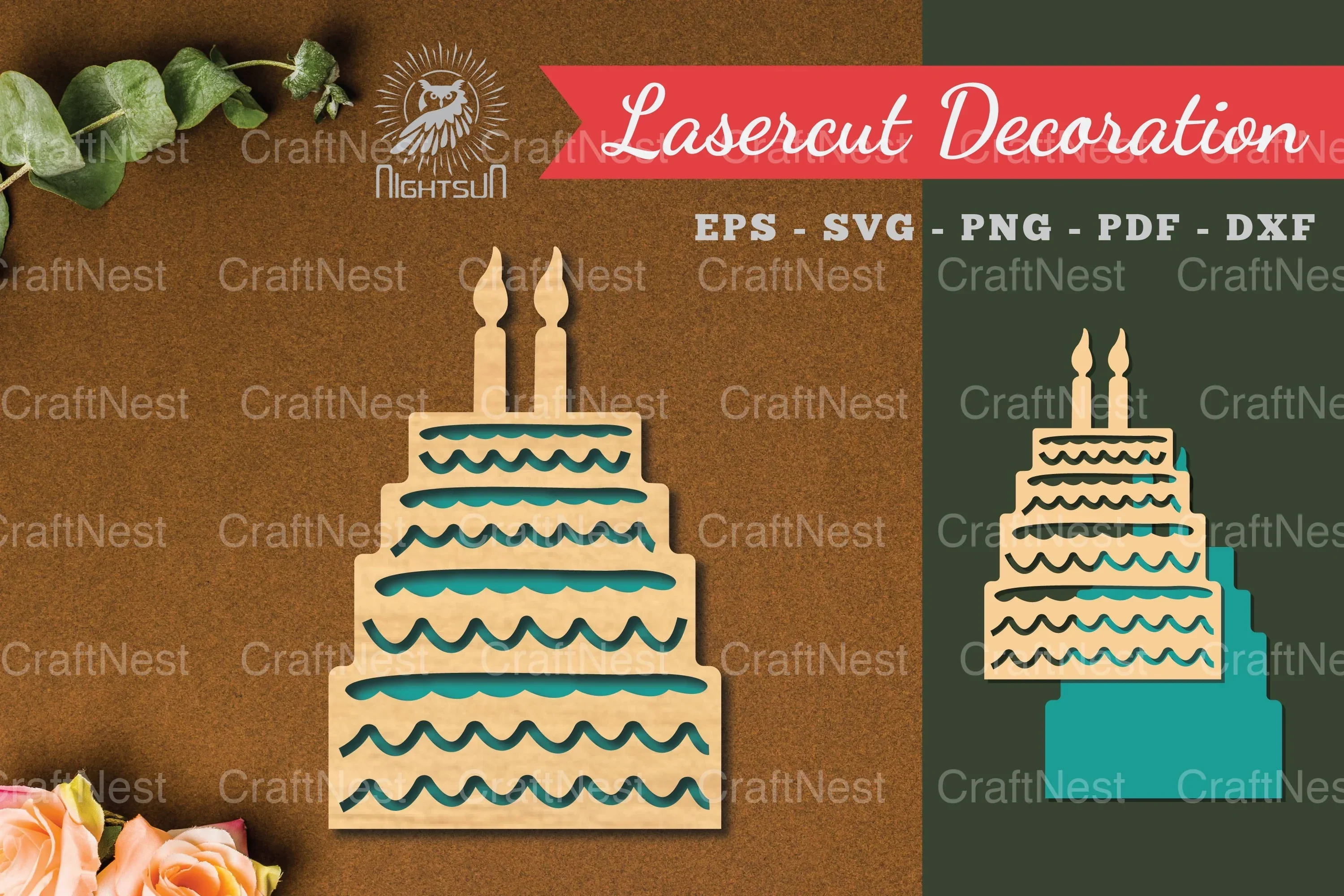 Birthday Cake Laser Cut Decoration Clipart Bundle