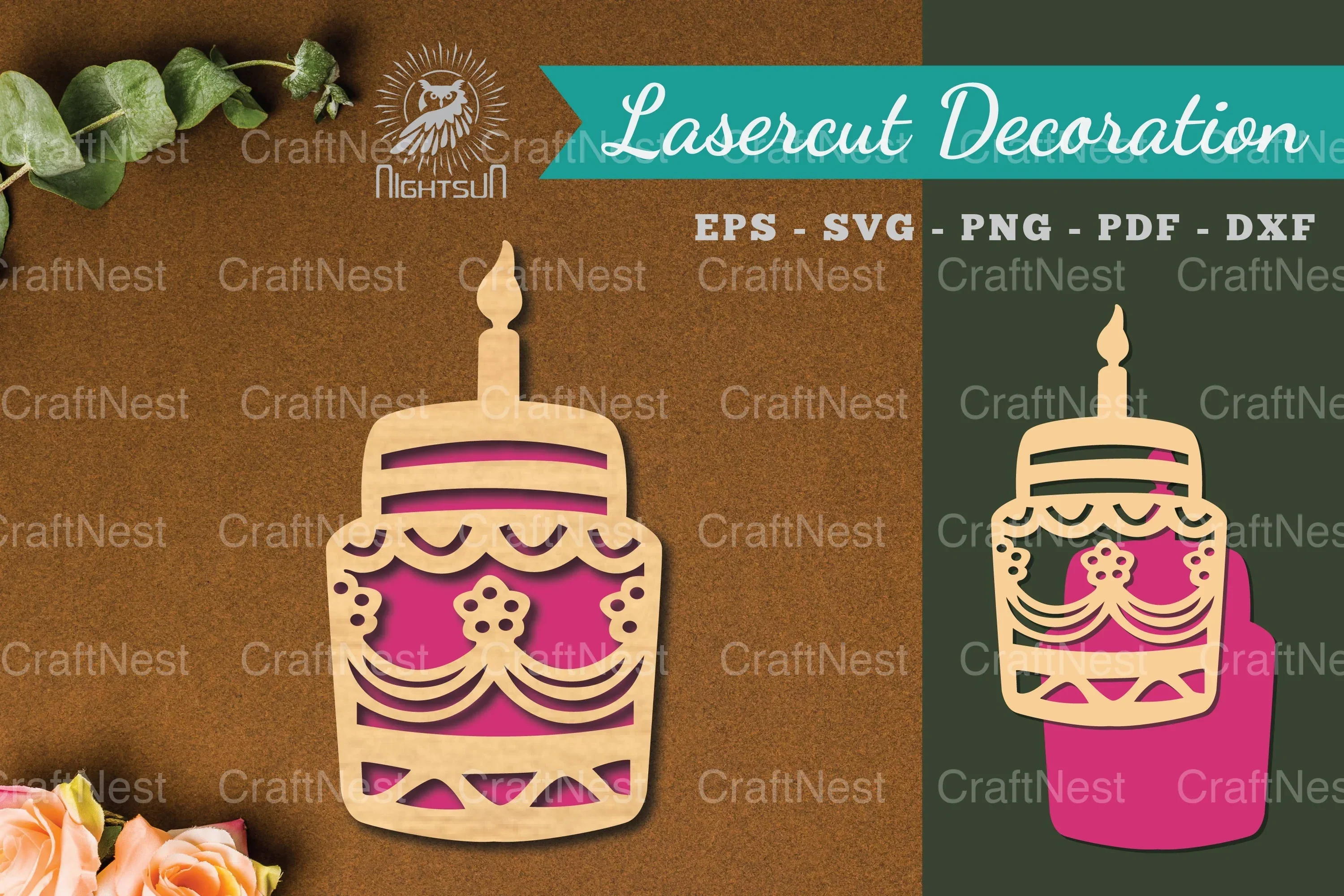 Birthday Cake Laser Cut Decoration Clipart Bundle