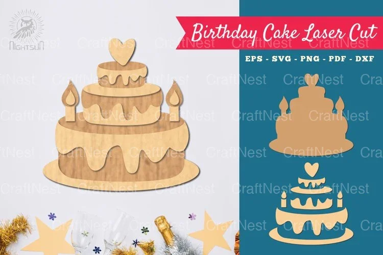 Birthday Cake Laser Cut Decoration Clipart Bundle
