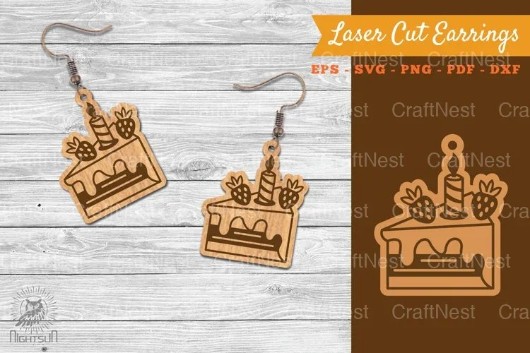 Birthday Cake Laser Cut Earrings Design Bundle