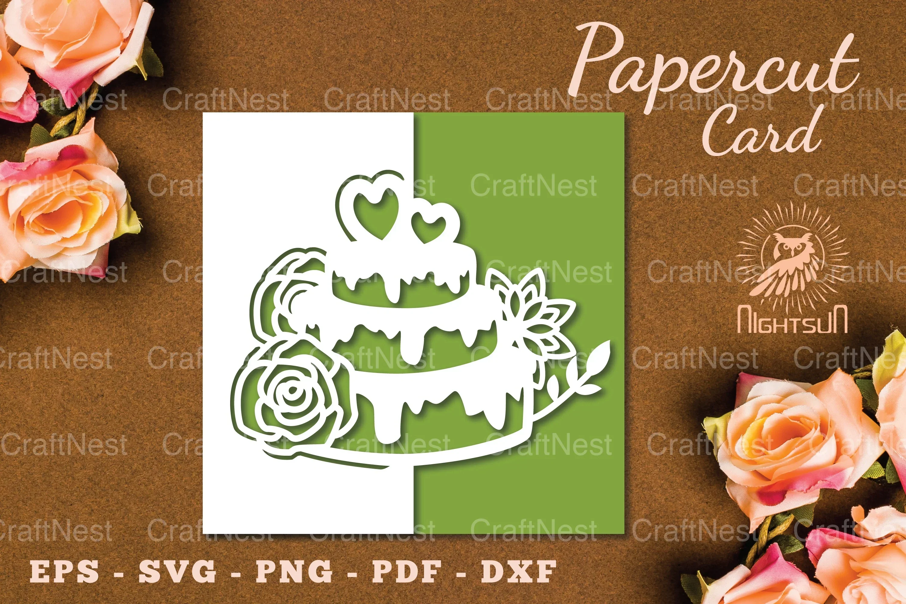 Birthday Cake Papercut Card SVG Template