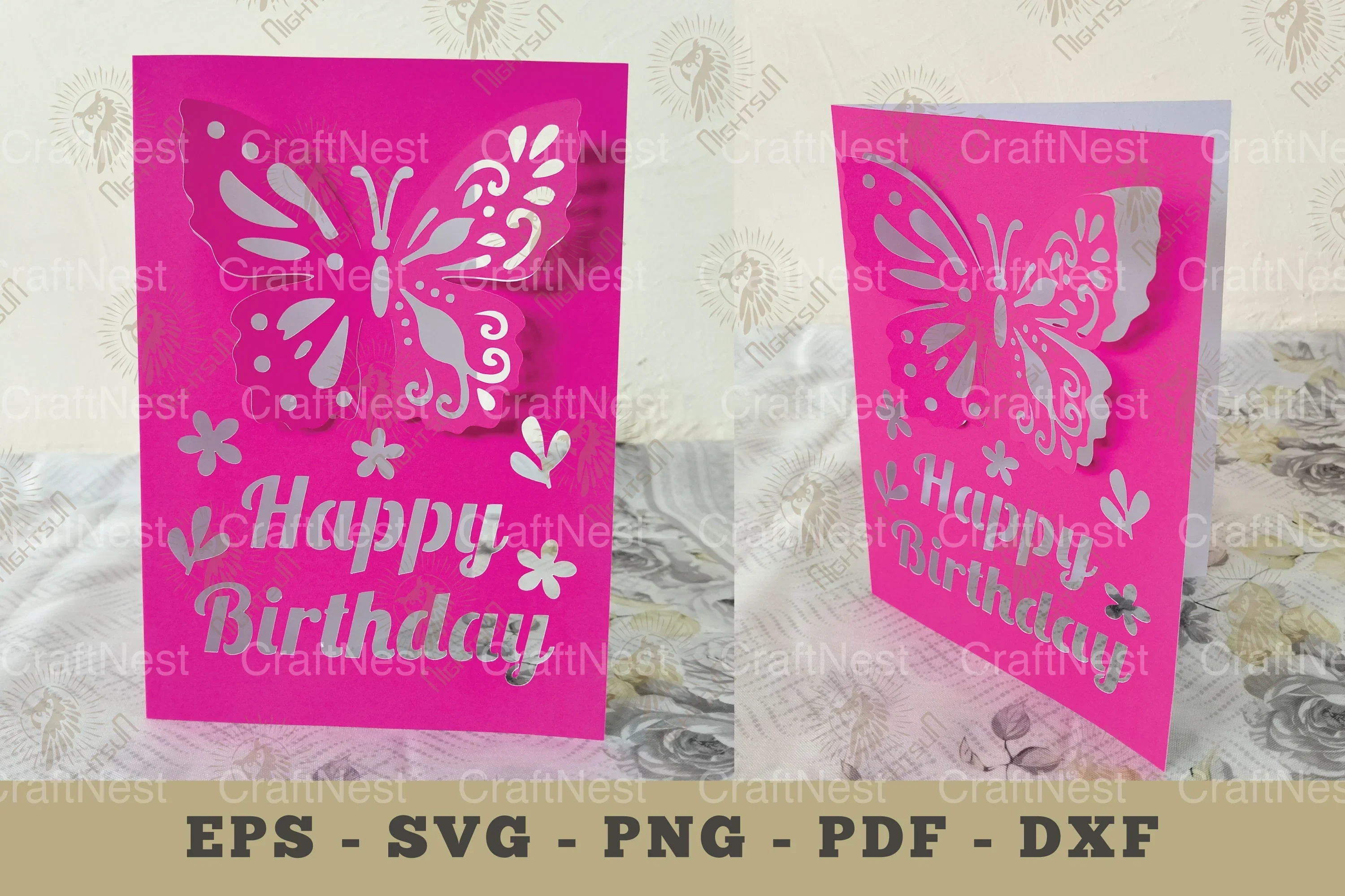 Birthday Card Papercut Craft Template
