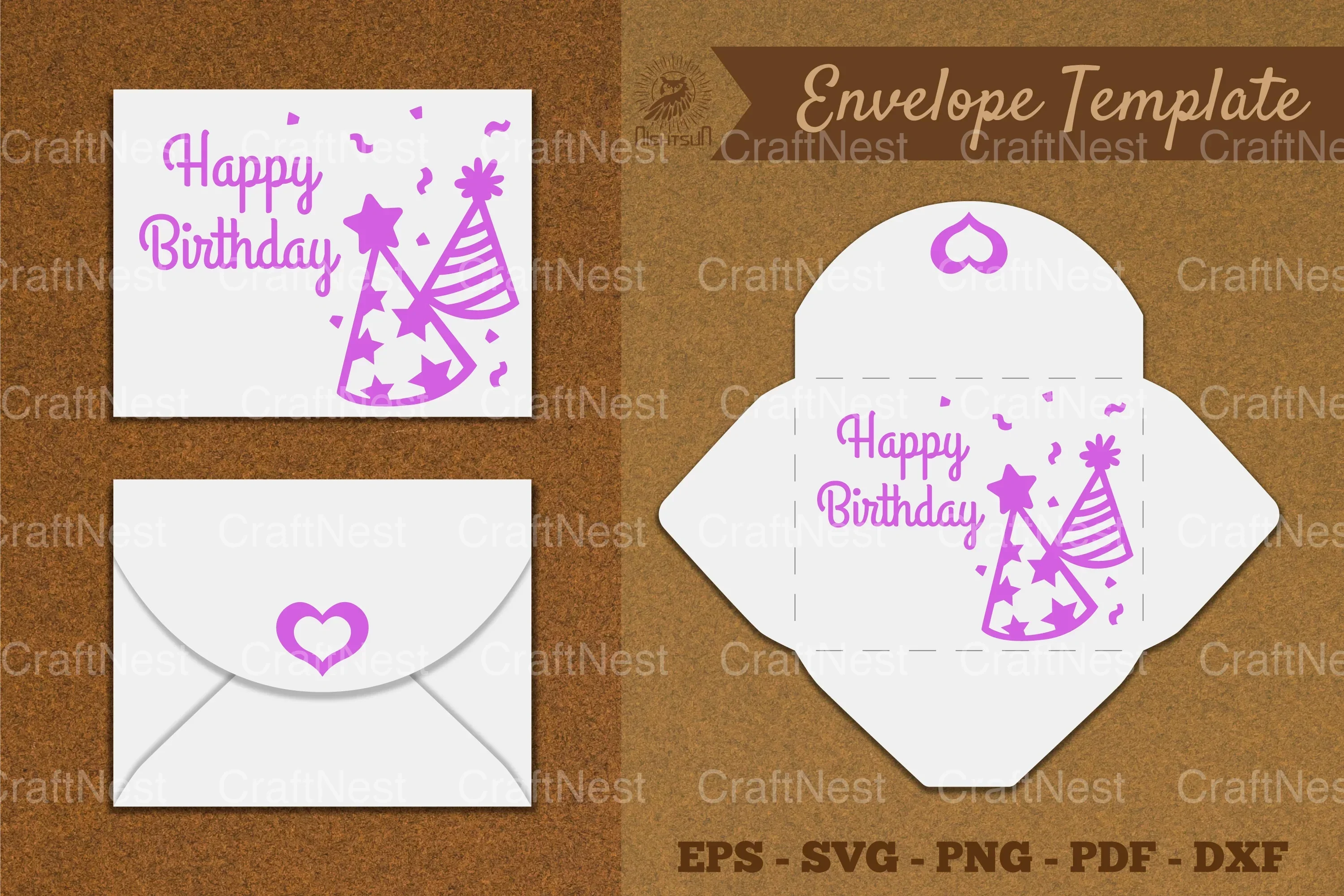 Birthday Envelope Template SVG Bundle