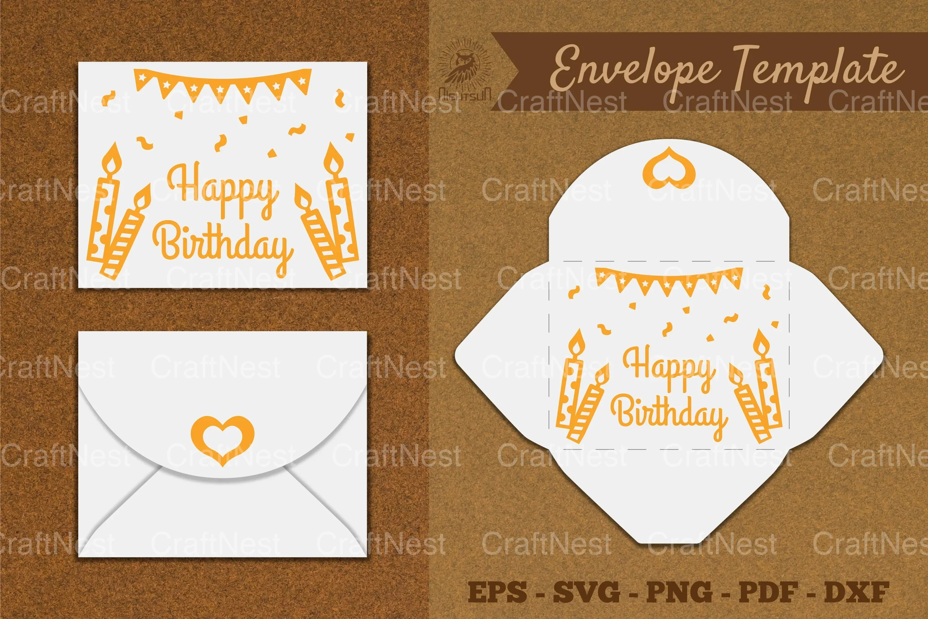 Birthday Envelope Template SVG Bundle