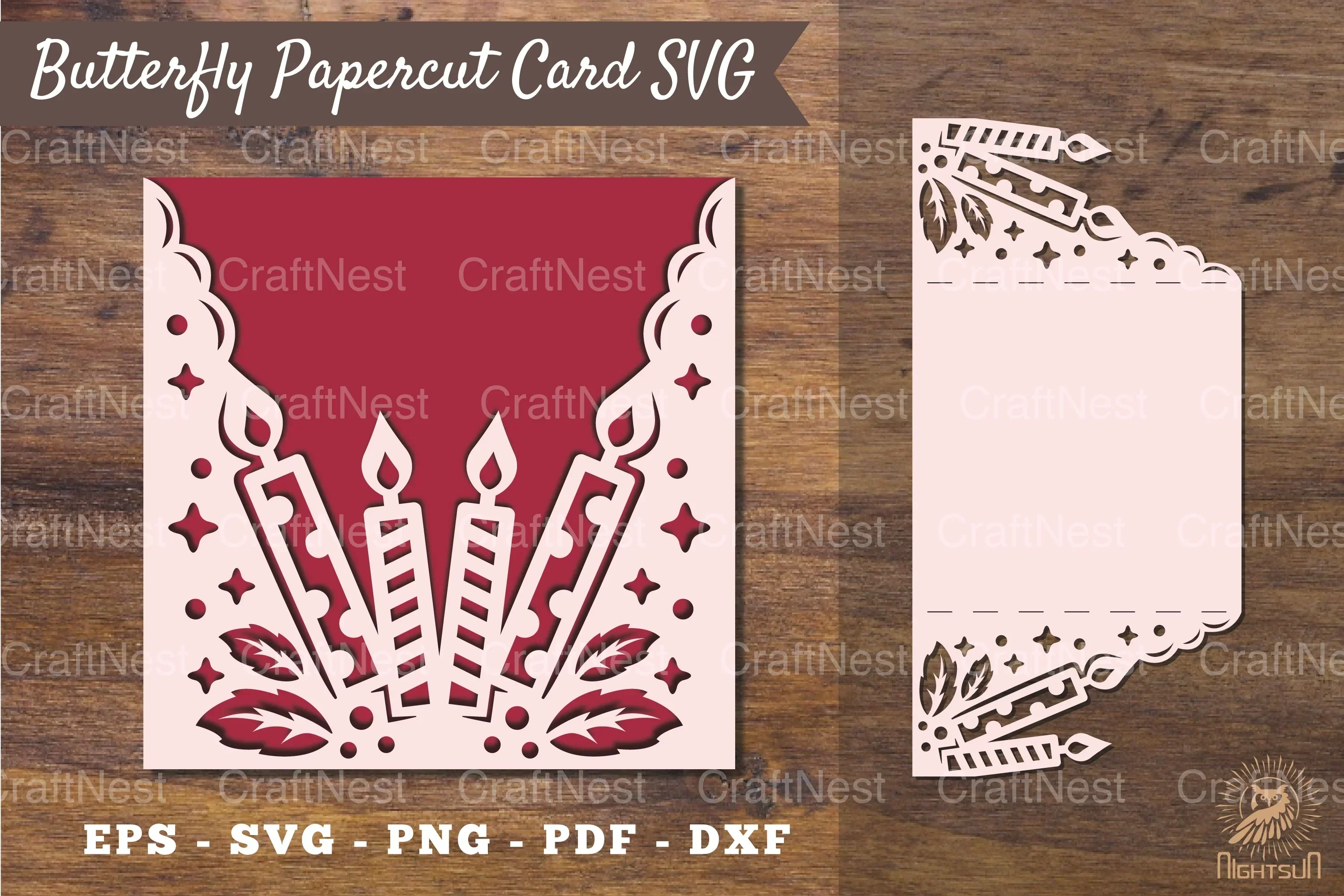 Birthday Papercut Card Template SVG - Clipart Bundle