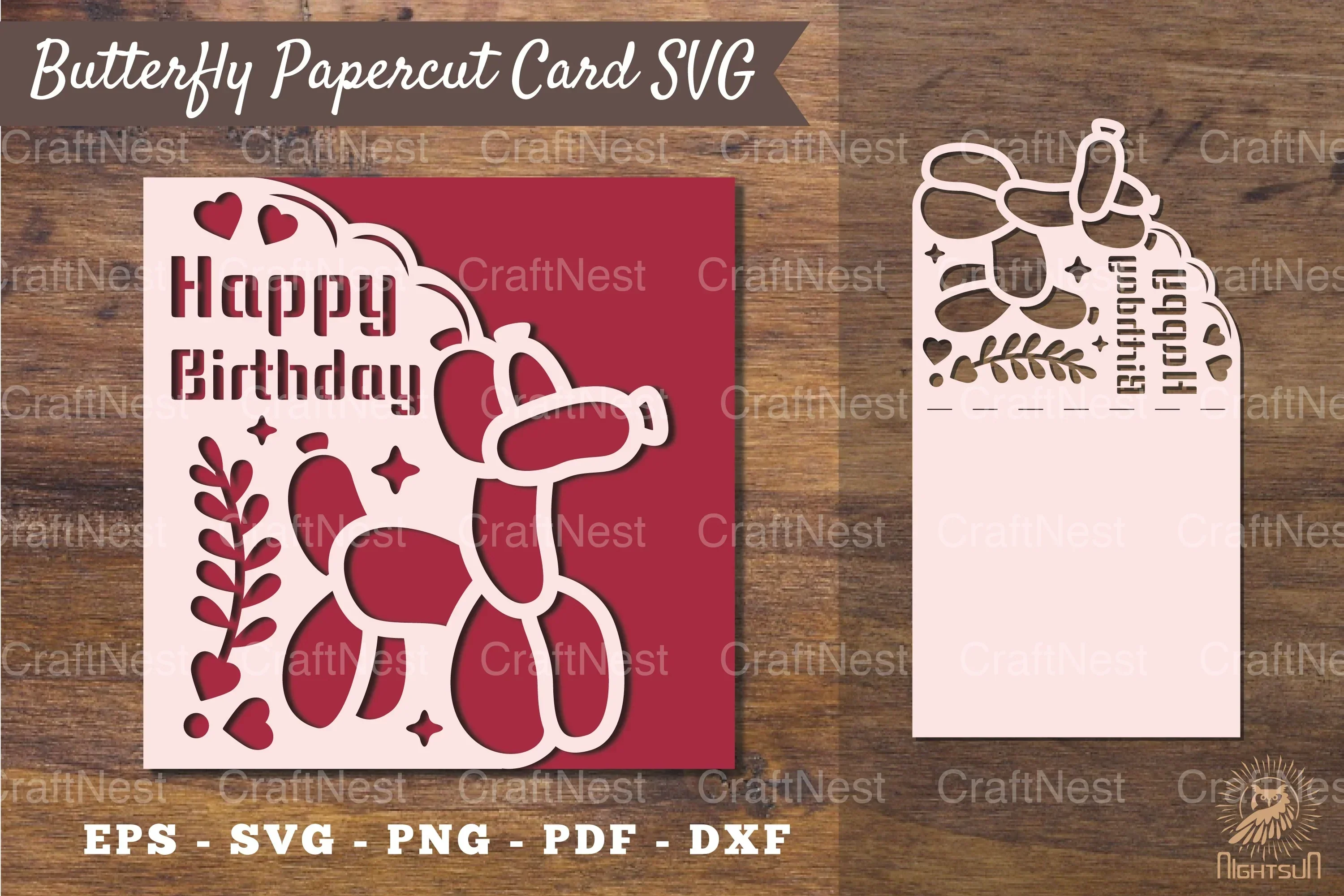 Birthday Papercut Card Template SVG - Clipart Bundle