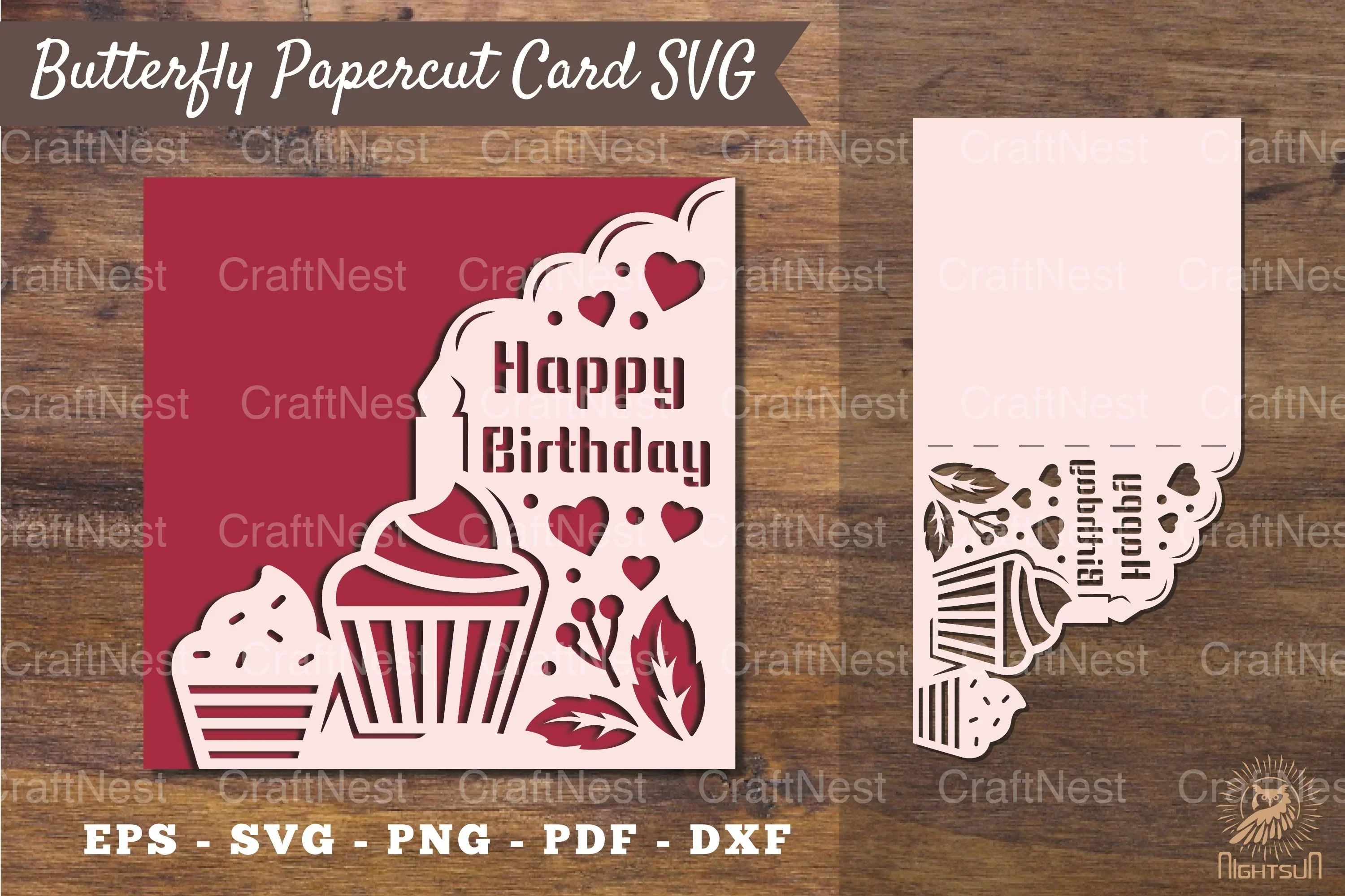 Birthday Papercut Card Template SVG - Clipart Bundle