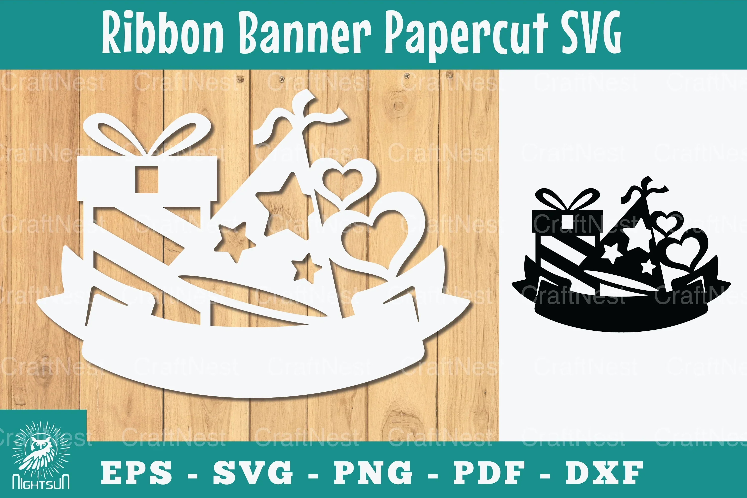 Birthday Ribbon Banner Papercut SVG Bundle