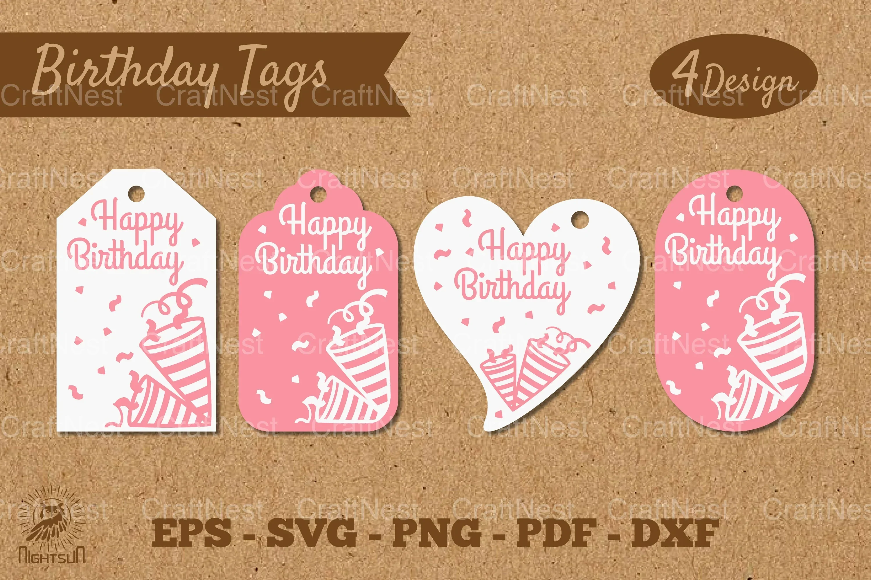 Birthday Tags Template SVG Bundle