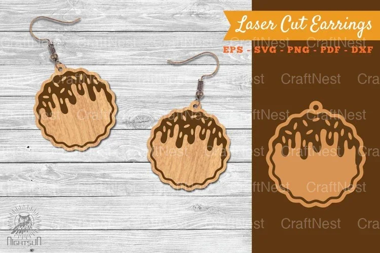 Biscuit Chocolate Laser Cut Earrings SVG Bundle