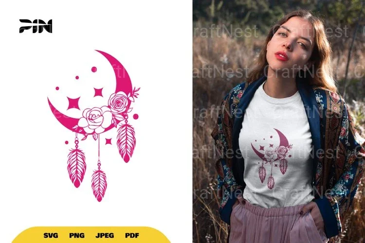 Boho Floral Moon SVG Bundle
