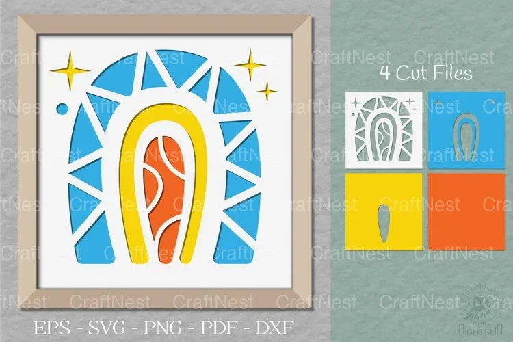 Boho Rainbow 3D Light Box Clipart Bundle