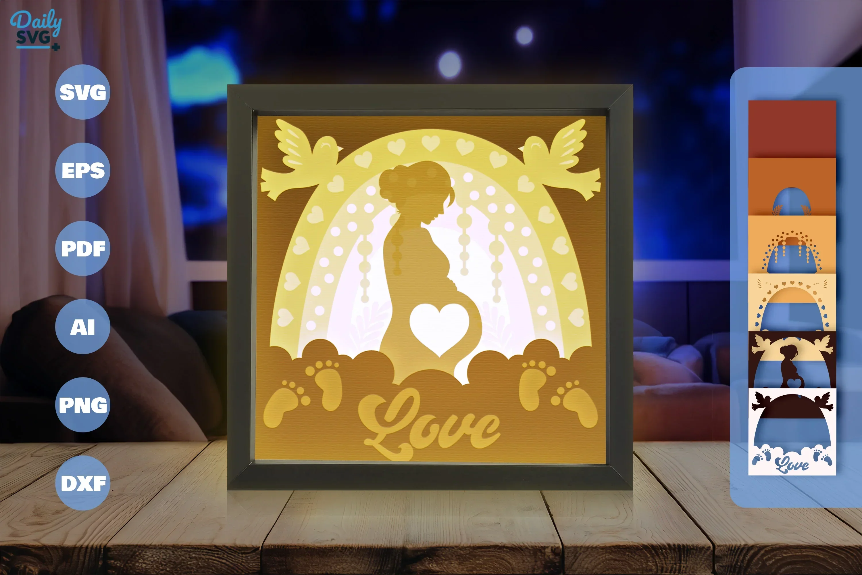 Boho Rainbow Papercut SVG Bundle for Mom and Baby - Image 3