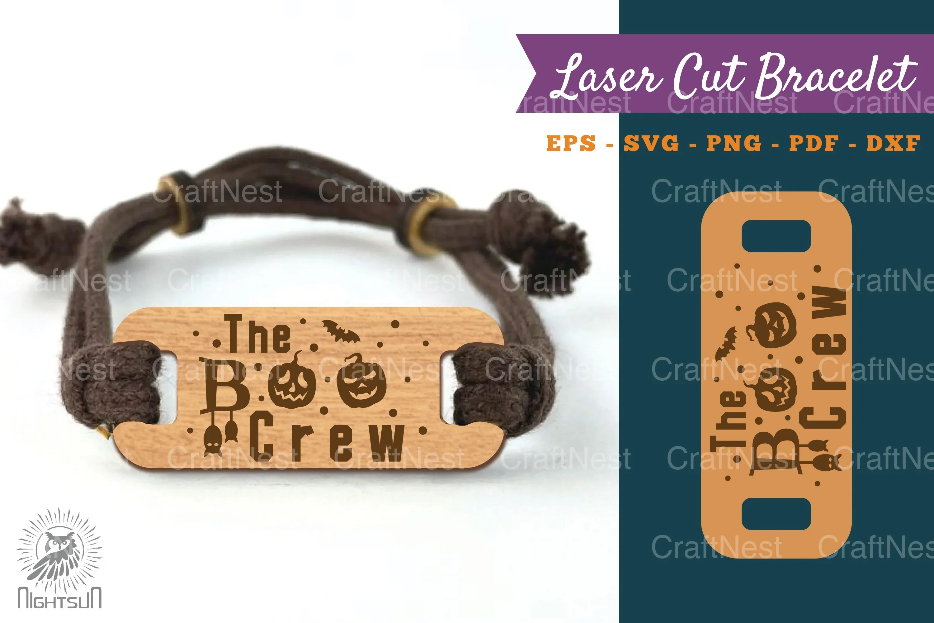 Boo Crew Laser Cut Bracelet SVG Design Bundle
