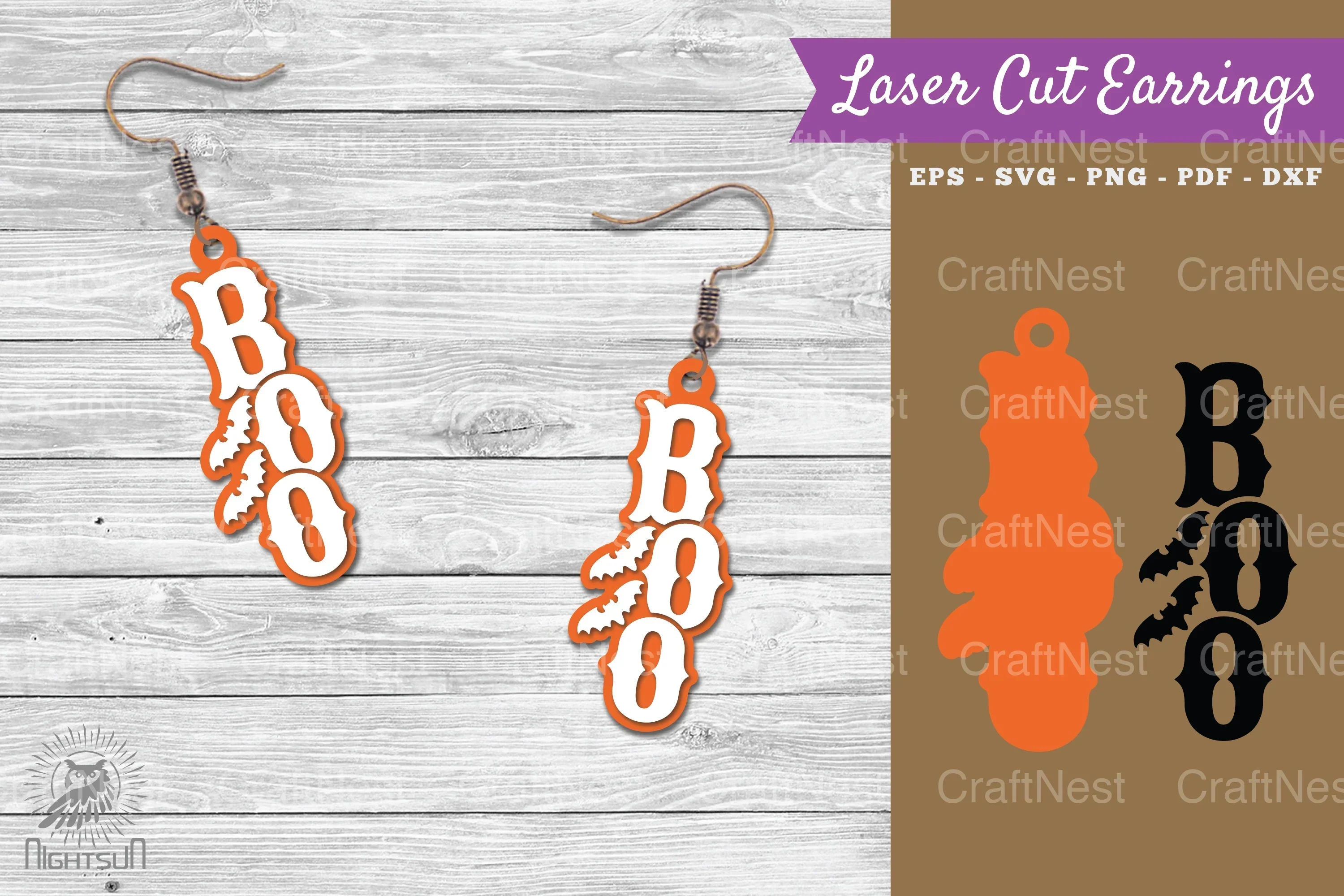 Boo Laser Cut Earrings SVG Bundle
