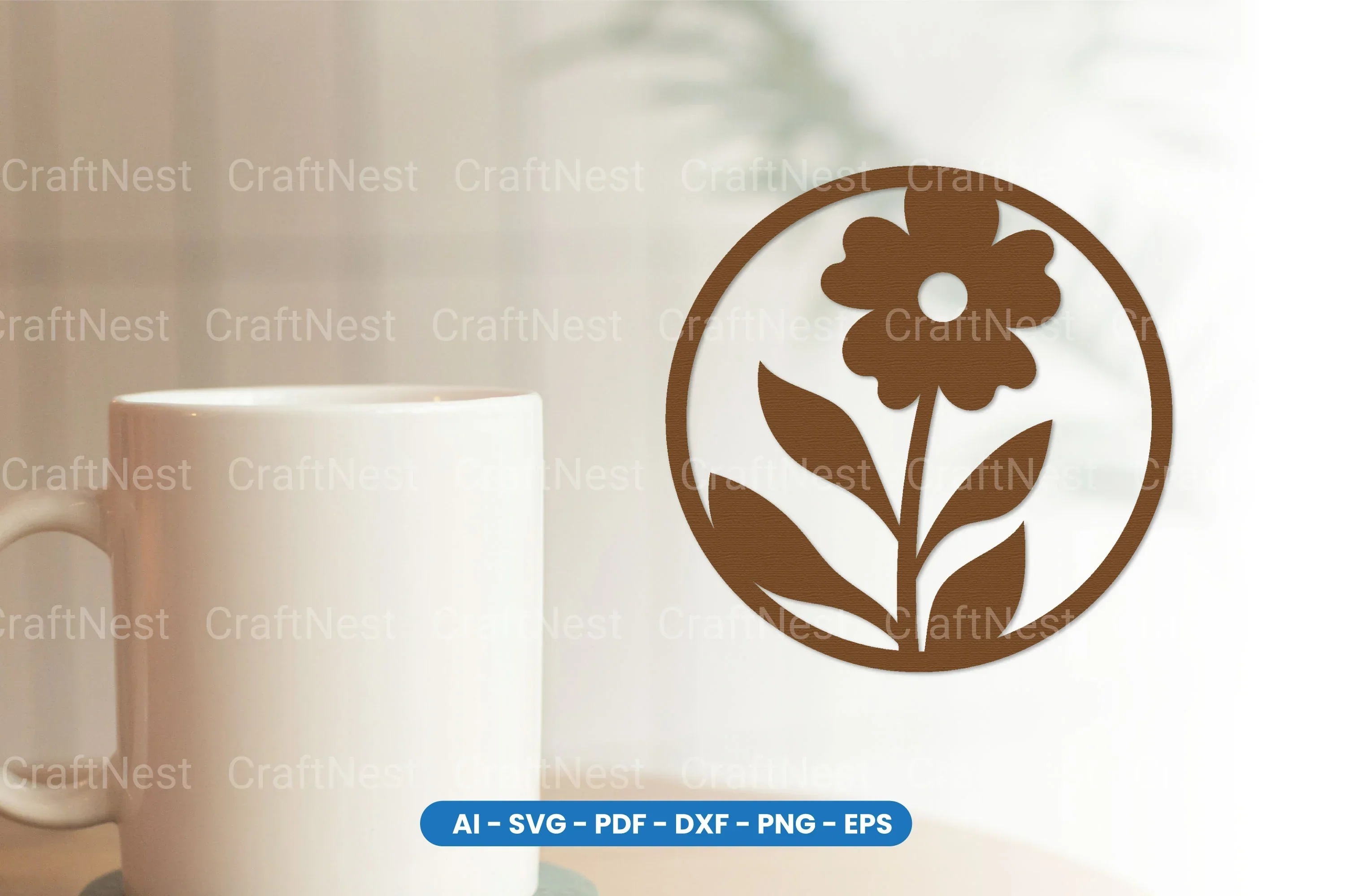 Botanical Floral Round Coaster Laser Cut SVG Bundle