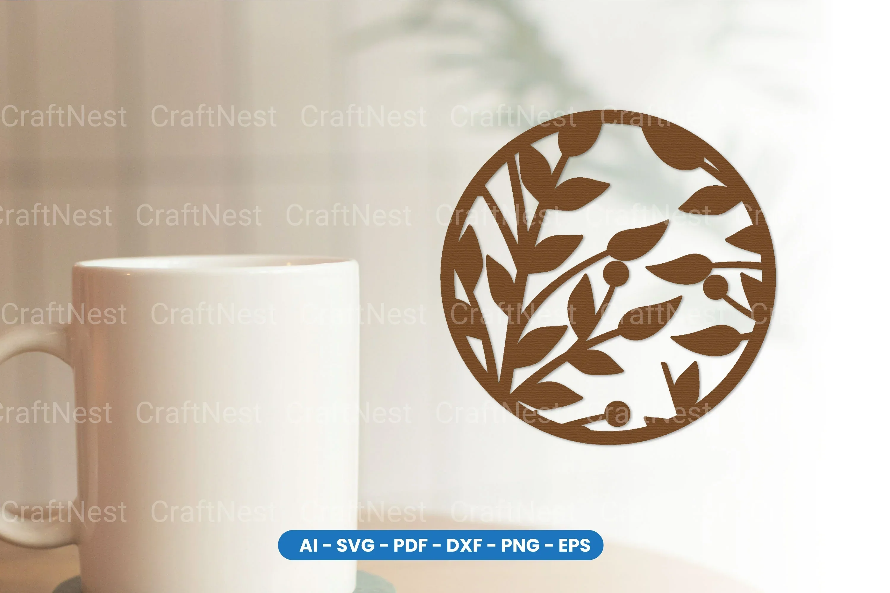 Botanical Floral Round Coaster Laser Cut SVG Bundle