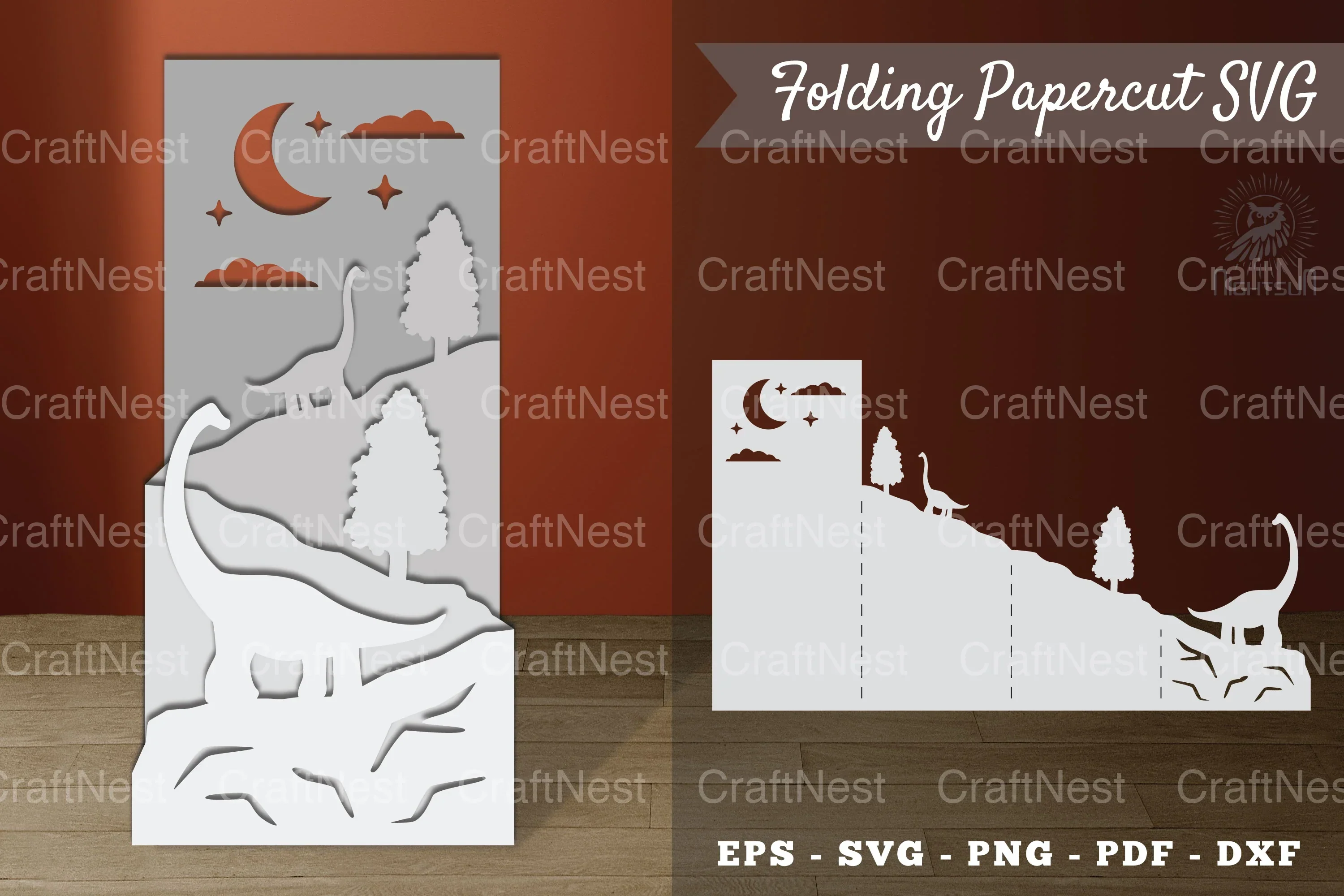 Brontosaurus Folding Papercut Clipart Bundle