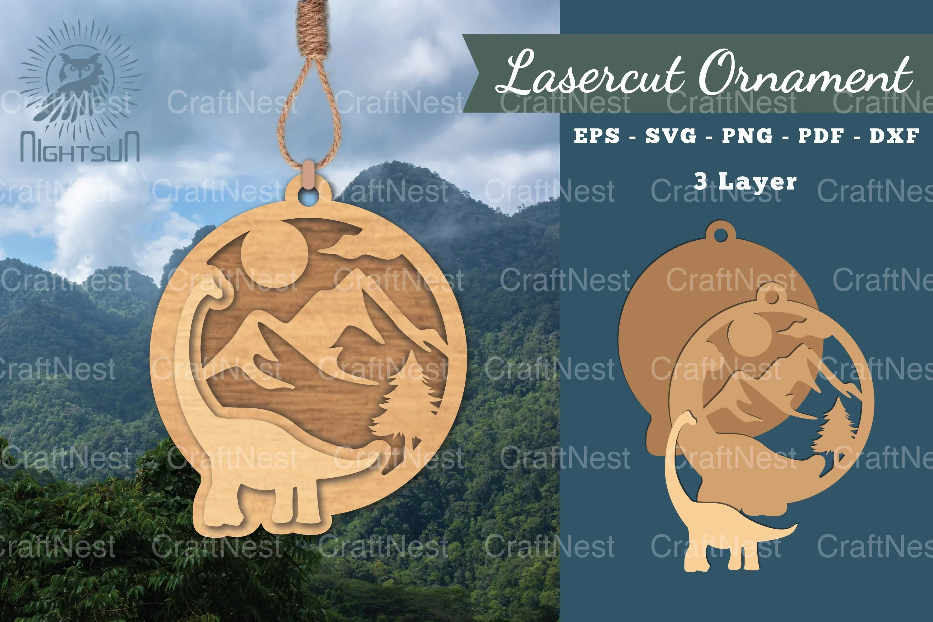 Brontosaurus Laser Cut Ornament Clipart Bundle