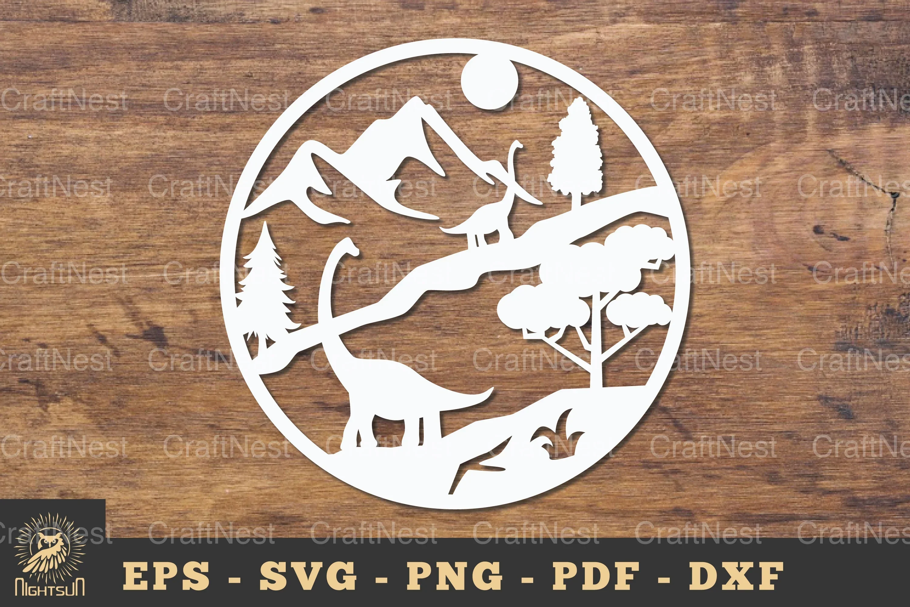 Brontosaurus Papercut Round Clipart Bundle
