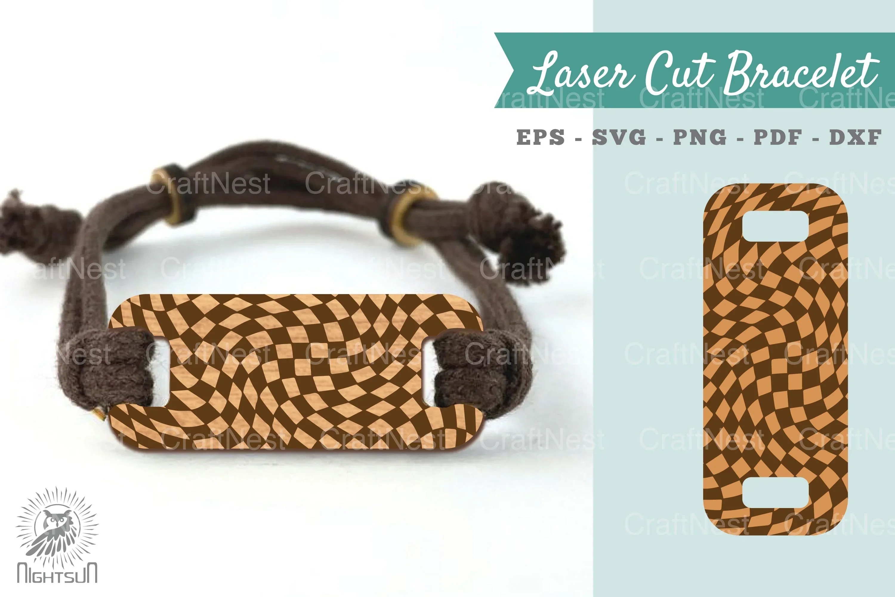 Brown Checker Pattern Laser Cut Bracelet Design Bundle