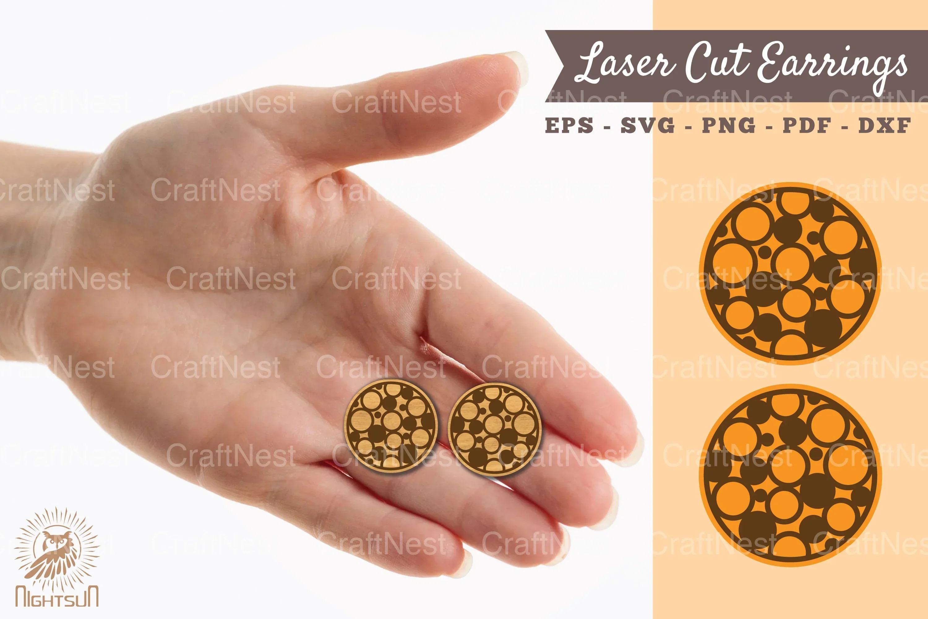 Bubble Pattern Laser Cut Earrings SVG Design Bundle