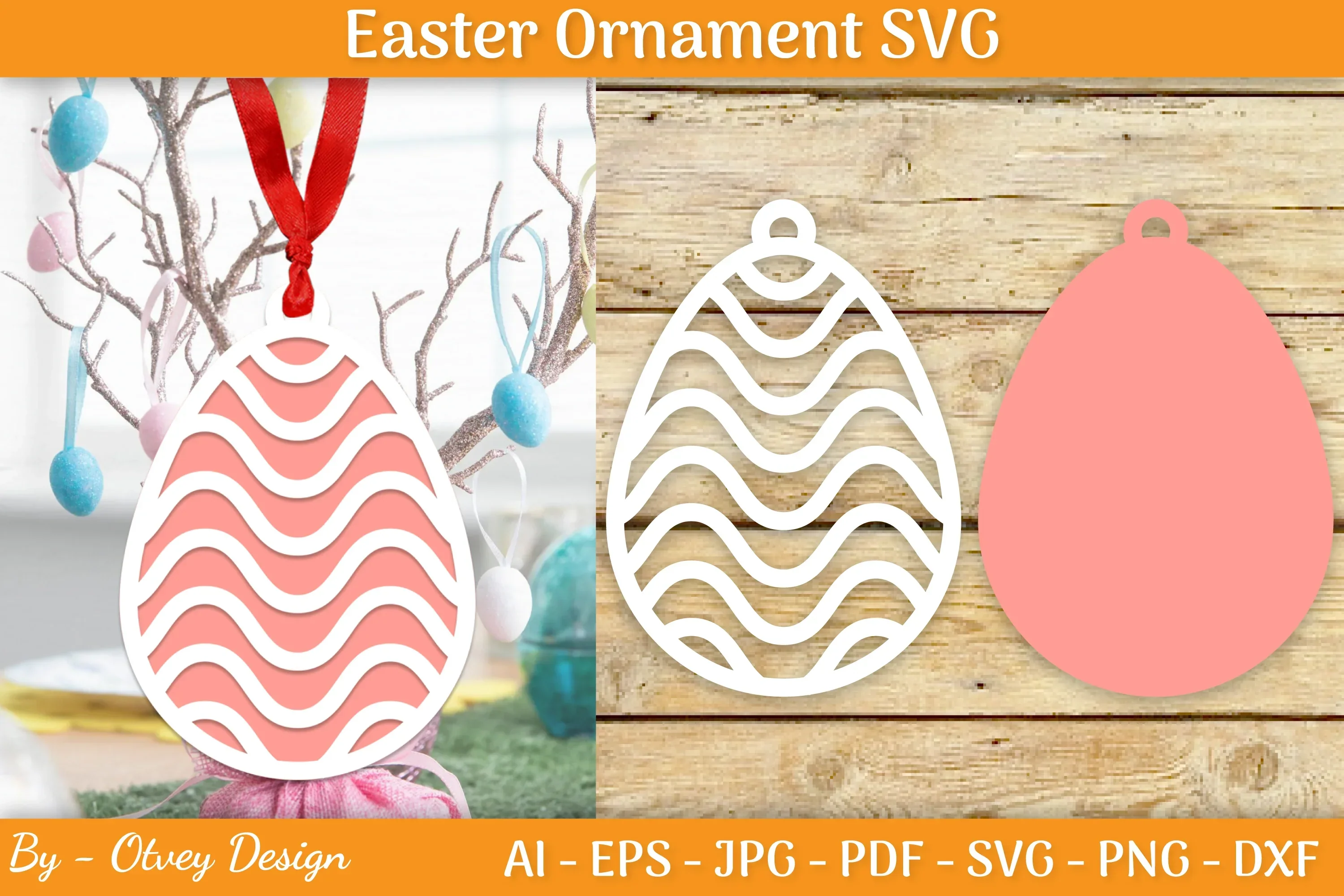 Bunny Easter Layered Ornaments SVG Bundle