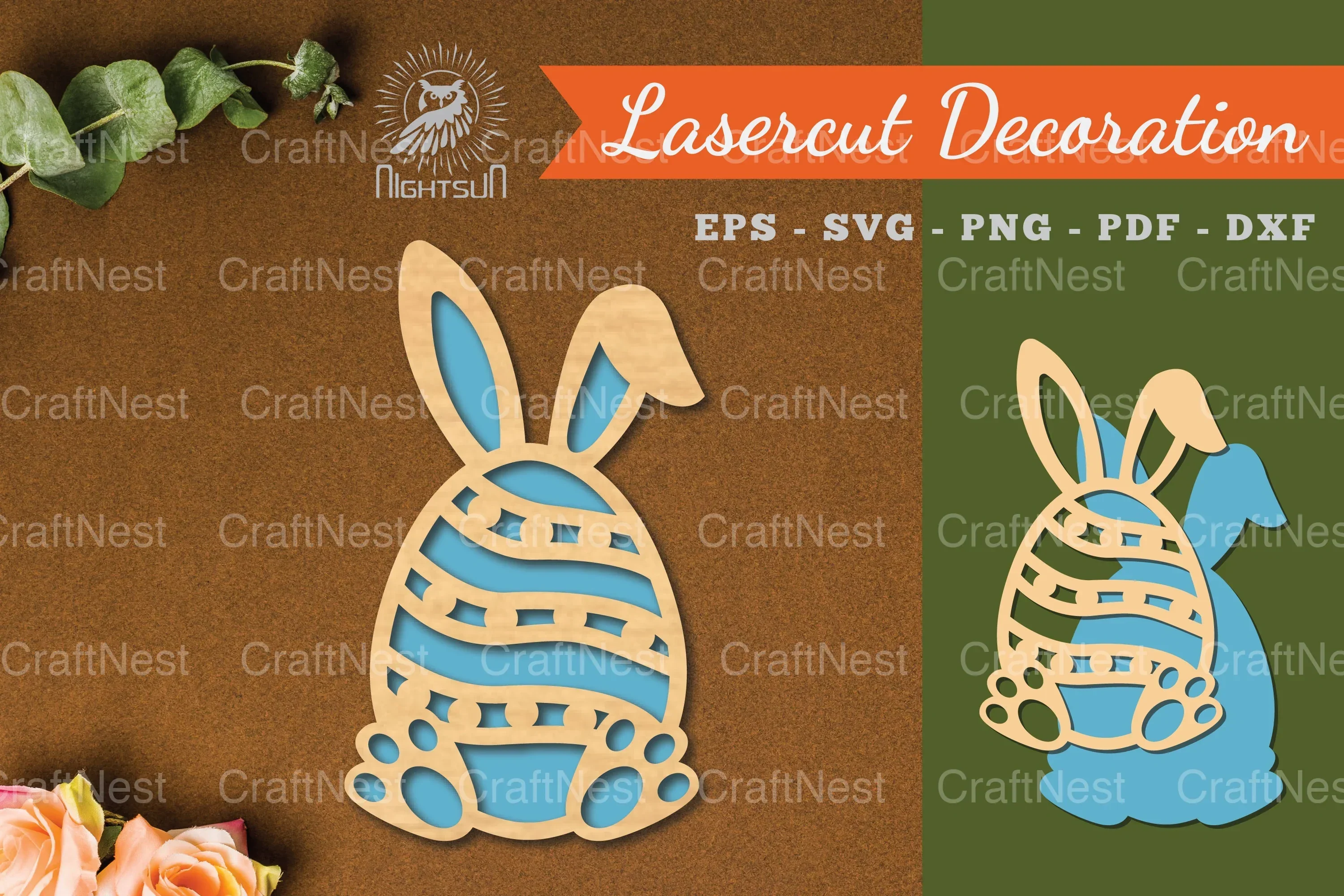 Bunny Egg Laser Cut Decoration Clipart Bundle