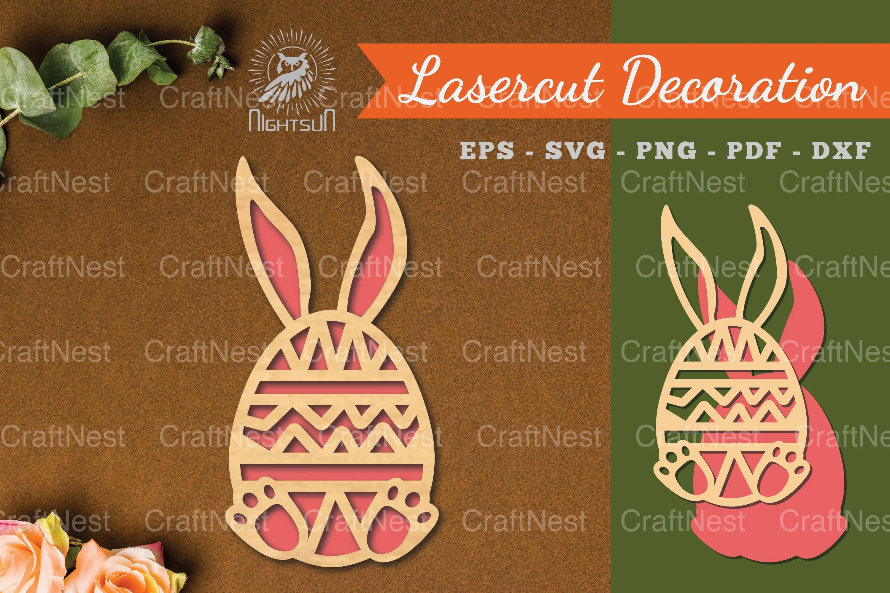 Bunny Egg Laser Cut Decoration Clipart Bundle