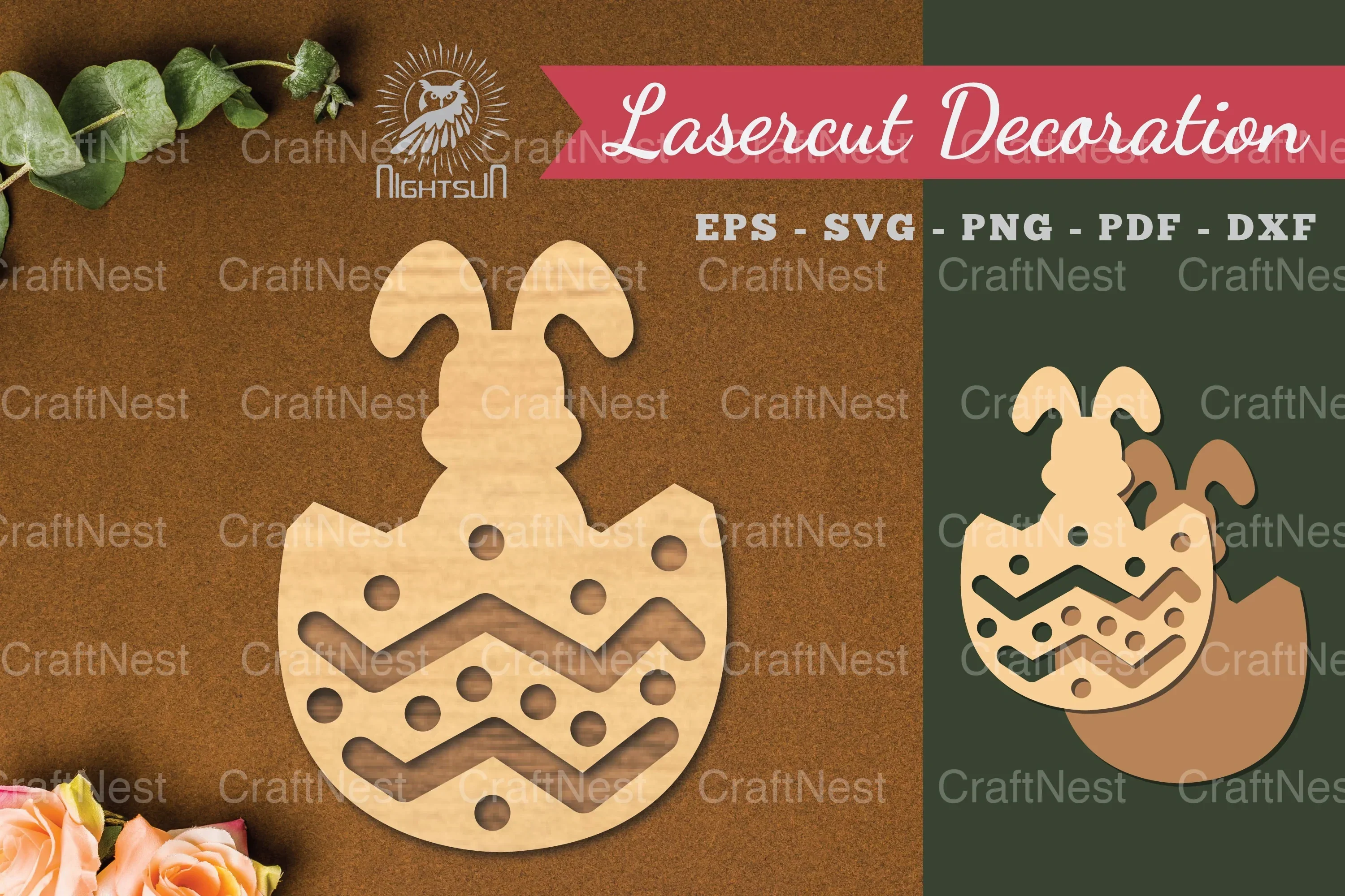 Bunny in Egg Laser Cut Decoration Clipart Bundle