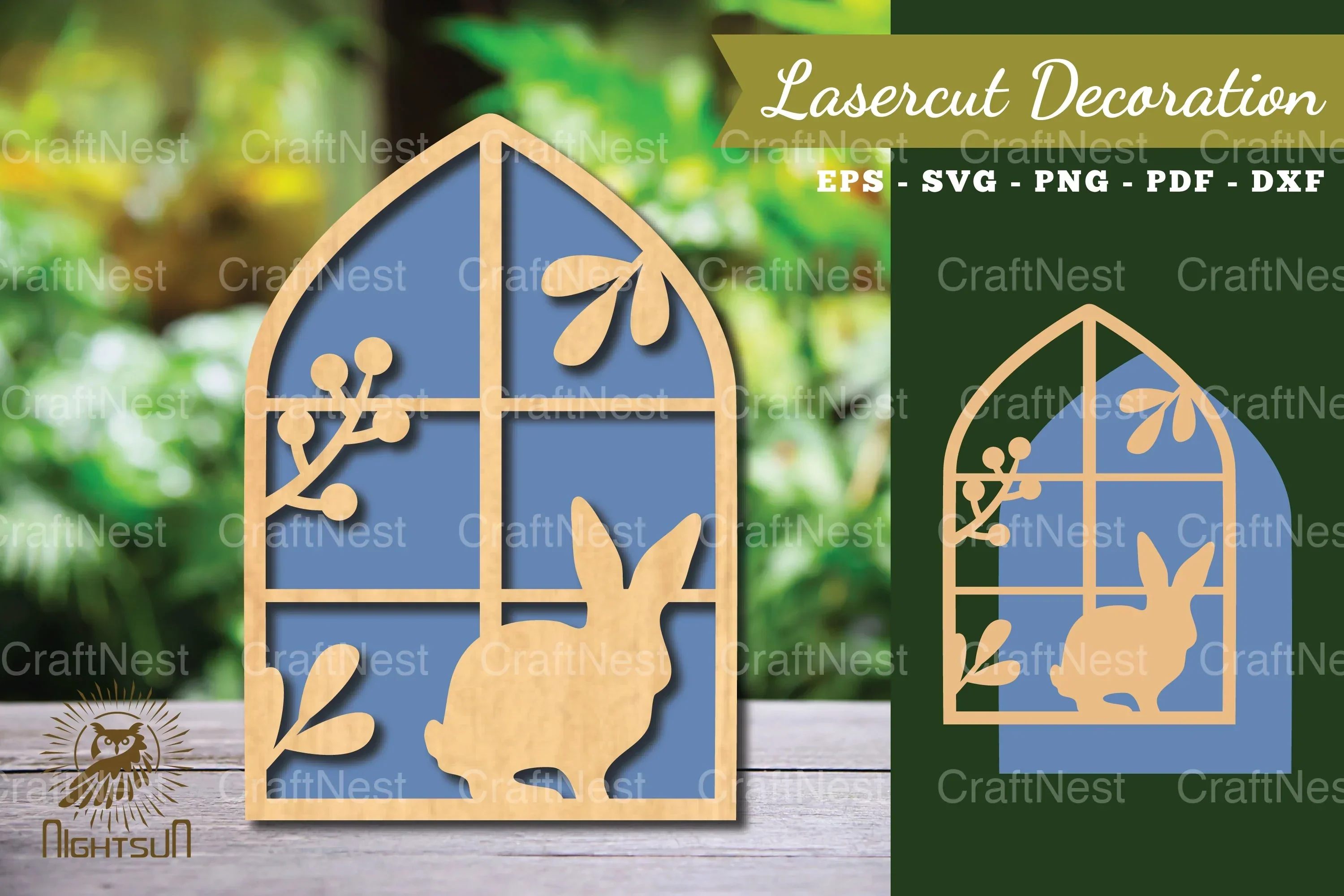 Bunny in the Window Laser Cut Decoration Clipart Bundle